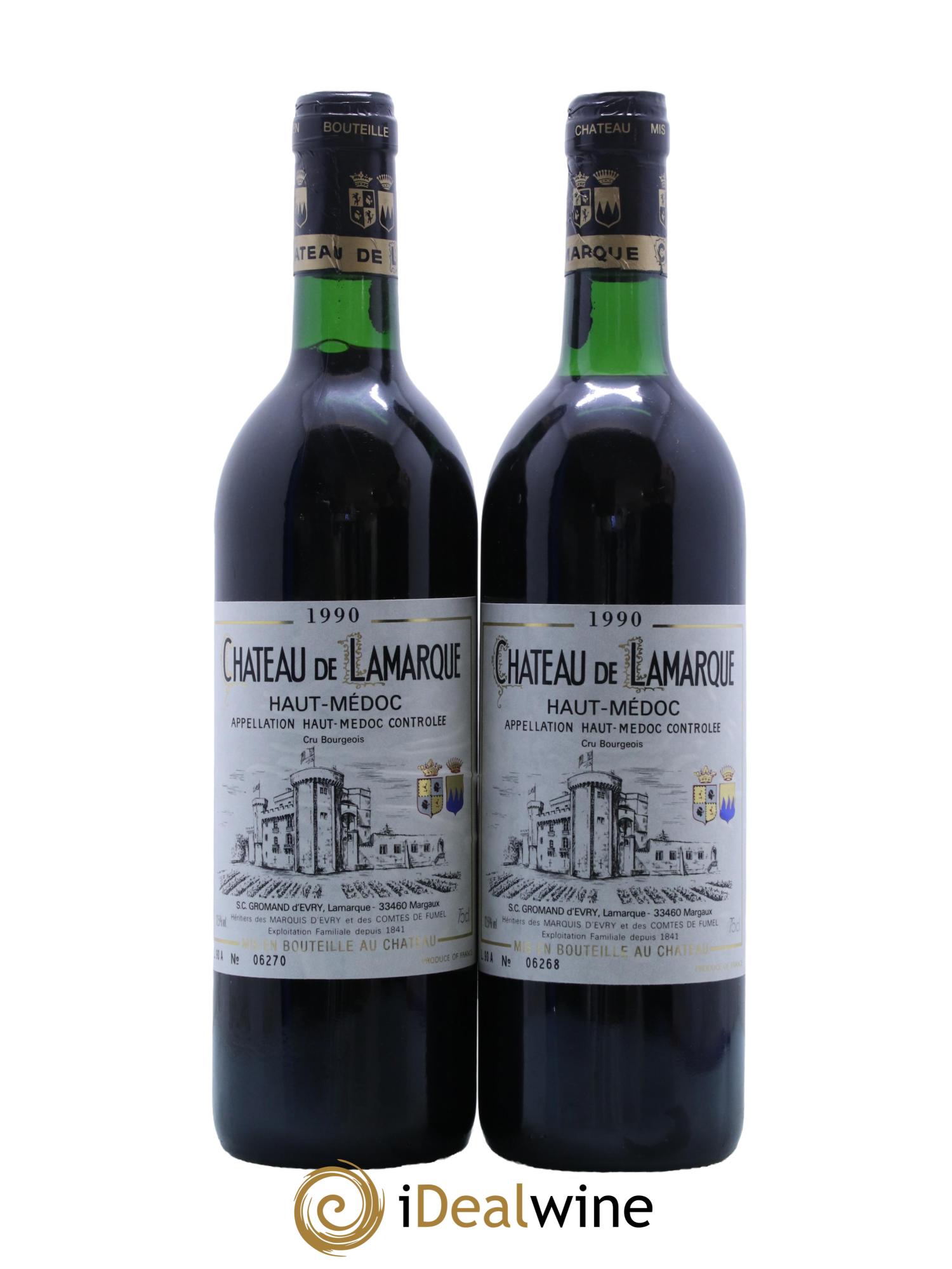 Château de Lamarque Cru Bourgeois 1990 - Lot de 2 bouteilles - 0