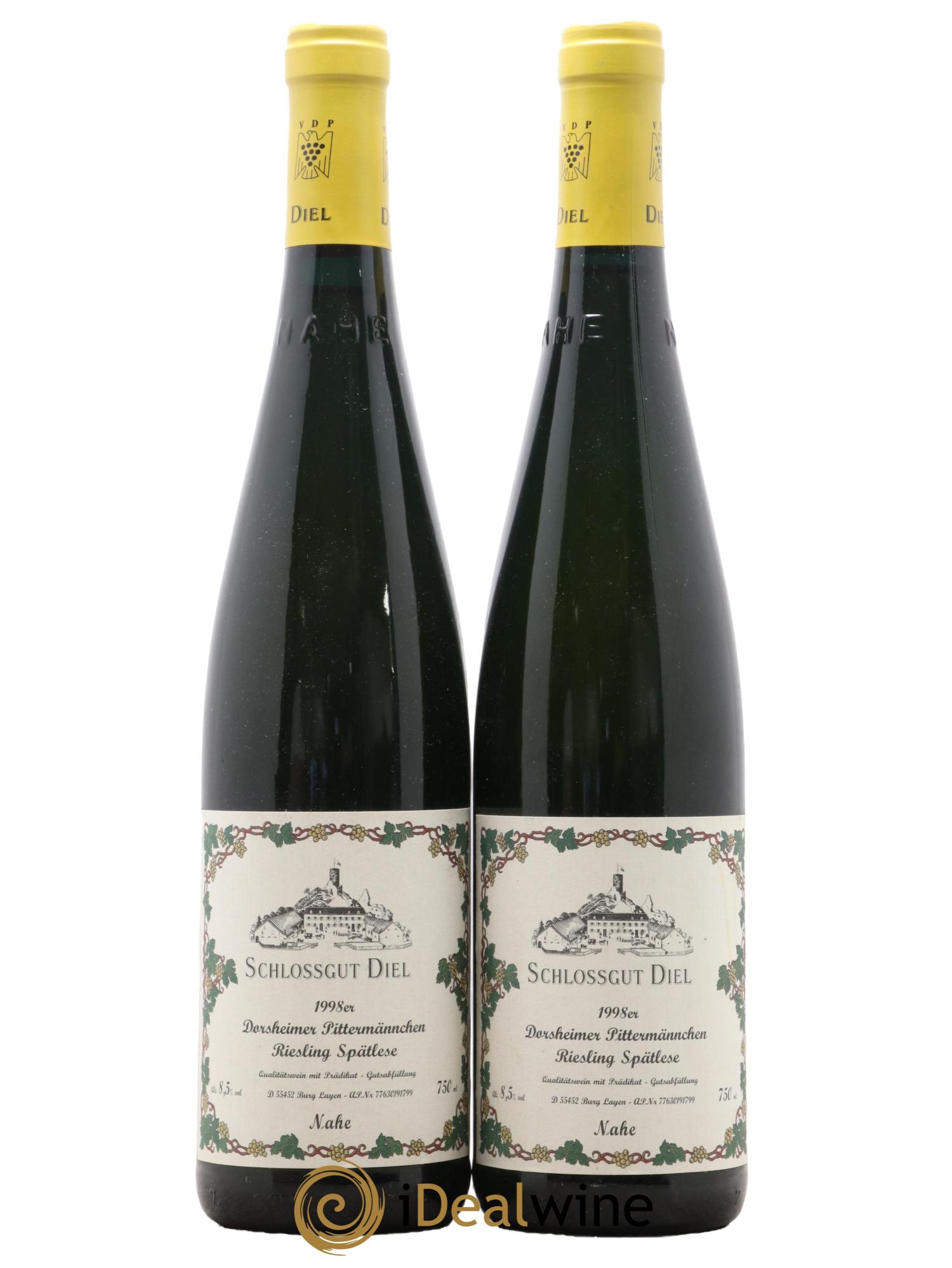 Allemagne Nahe Dorsheimer Pittermannchen Riesling Spatlese Schlossgut Diel 1998 - Posten von 2 Flaschen - 0