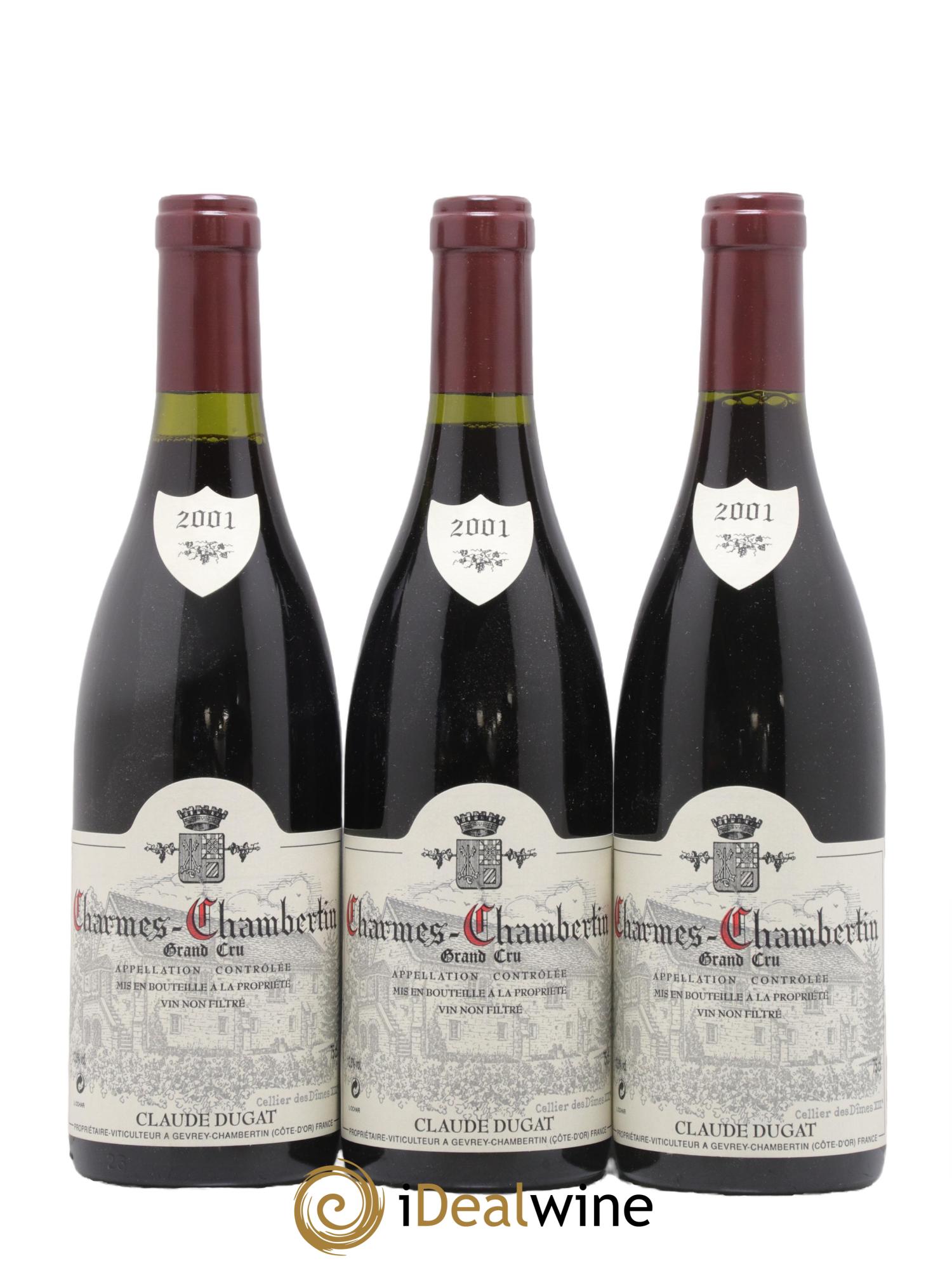 Charmes-Chambertin Grand Cru Claude Dugat 2001 - Lot of 3 bottles - 0