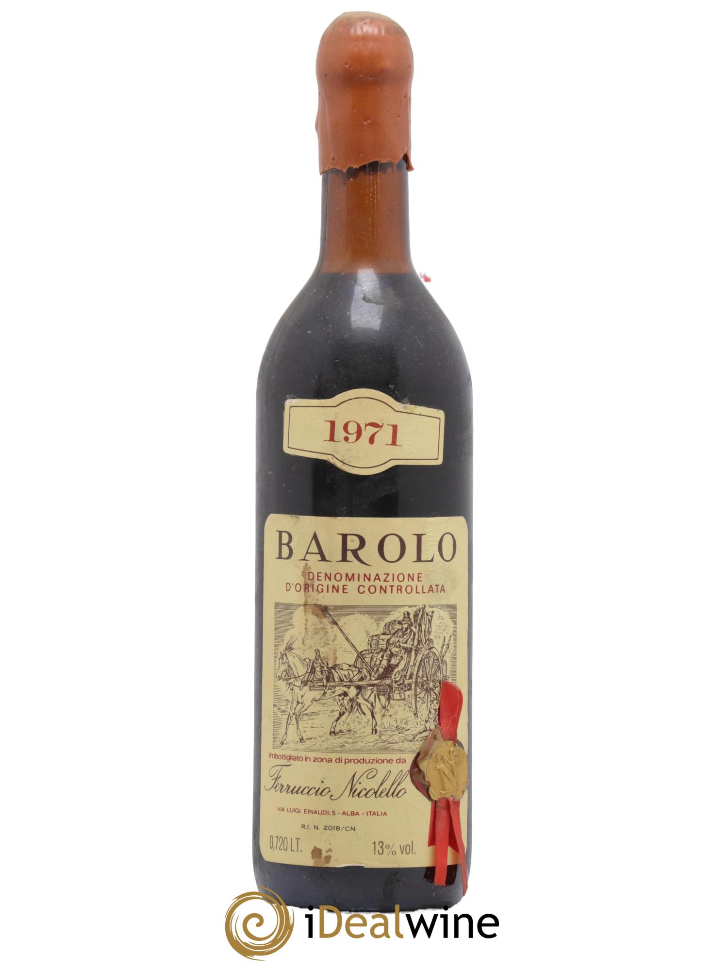 Barolo Ferruccio Nicolello 1971 - Lot de 1 bouteille - 0