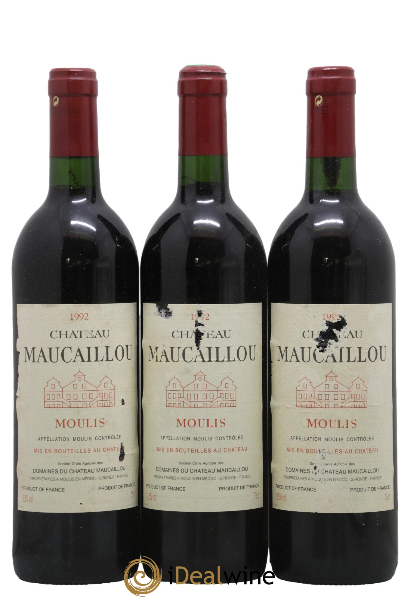 Château Maucaillou 1992 - Lot de 3 bouteilles - 0