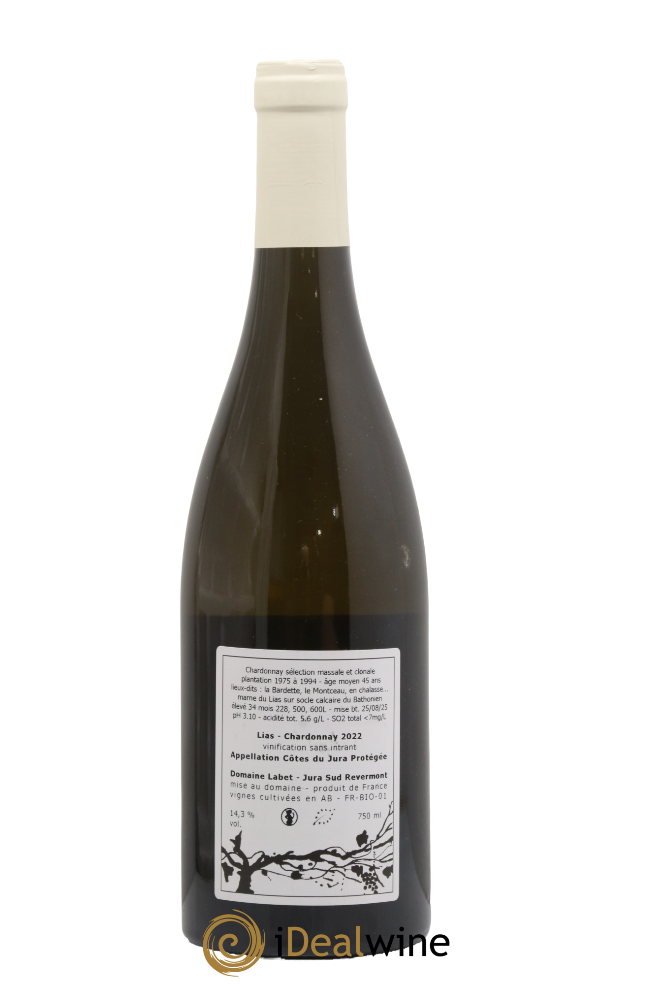 Côtes du Jura Chardonnay Lias Romain - Julien - Charline Labet 2022 - Lot de 1 bouteille - 1