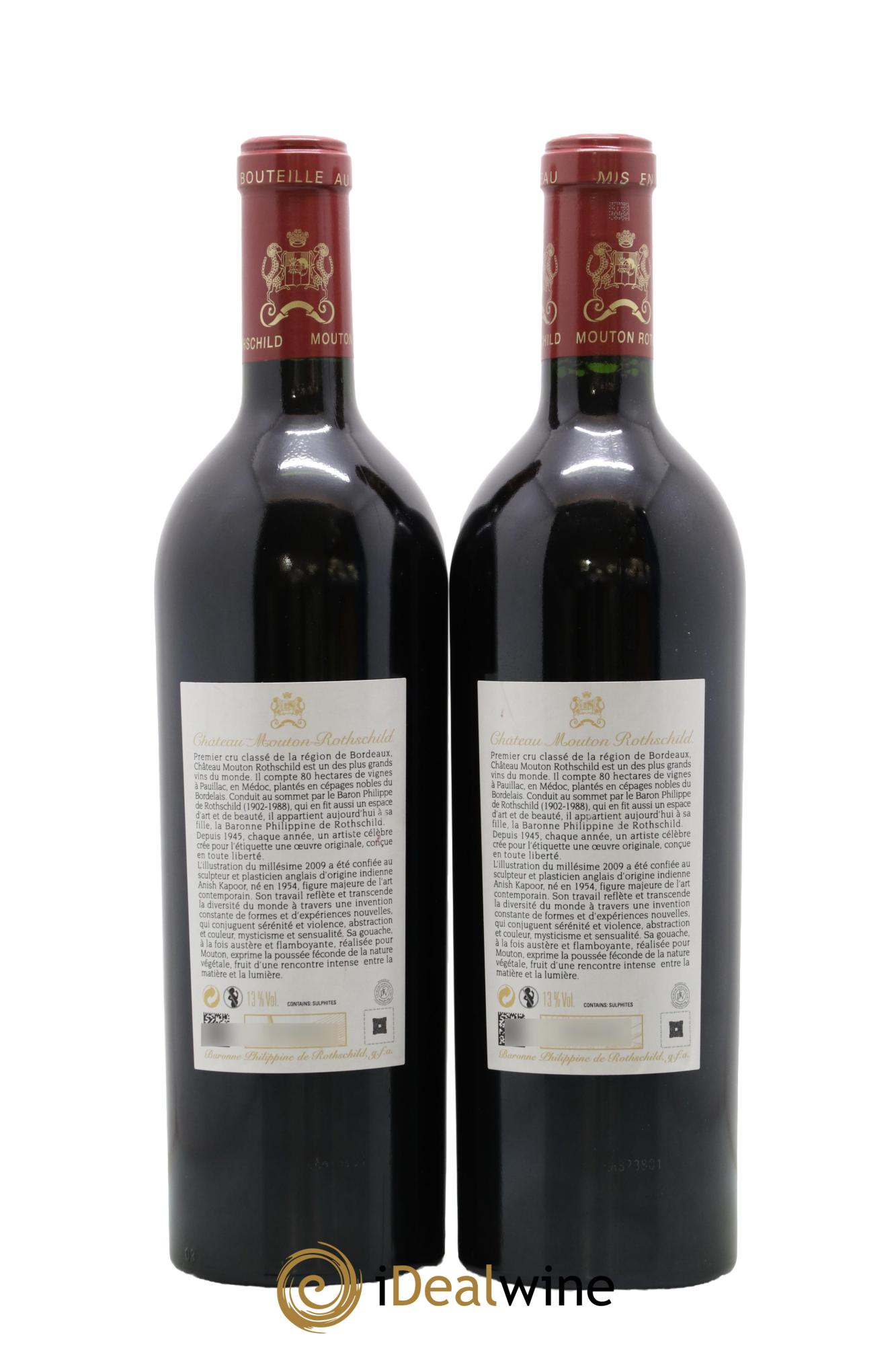 Château Mouton Rothschild 1er Grand Cru Classé 2009 - Lot de 2 bouteilles - 1