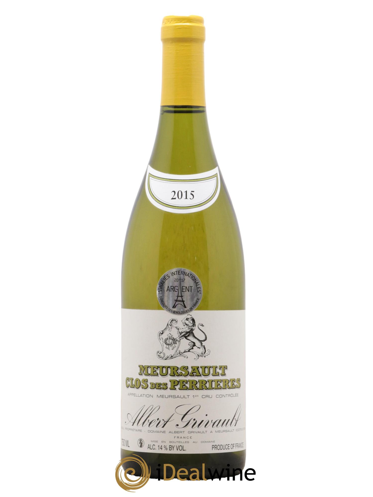 Meursault 1er Cru Clos des Perrières Monopole Albert Grivault 2015 - Lot de 1 bouteille - 0