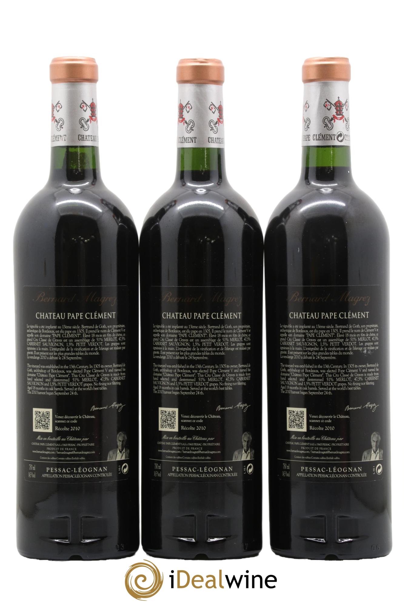 Château Pape Clément Cru Classé de Graves 2010 - Lot of 3 bottles - 1