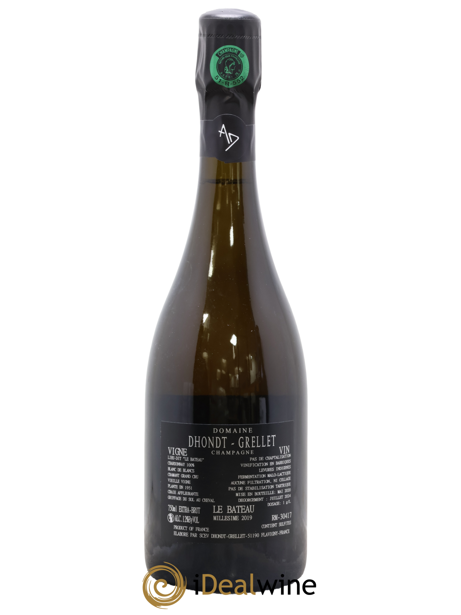 Grand Cru Extra-Brut Blanc de Blancs Le Bateau Cramant Vieille Vigne Dhondt-Grellet 2019 - Posten von 1 Flasche - 1