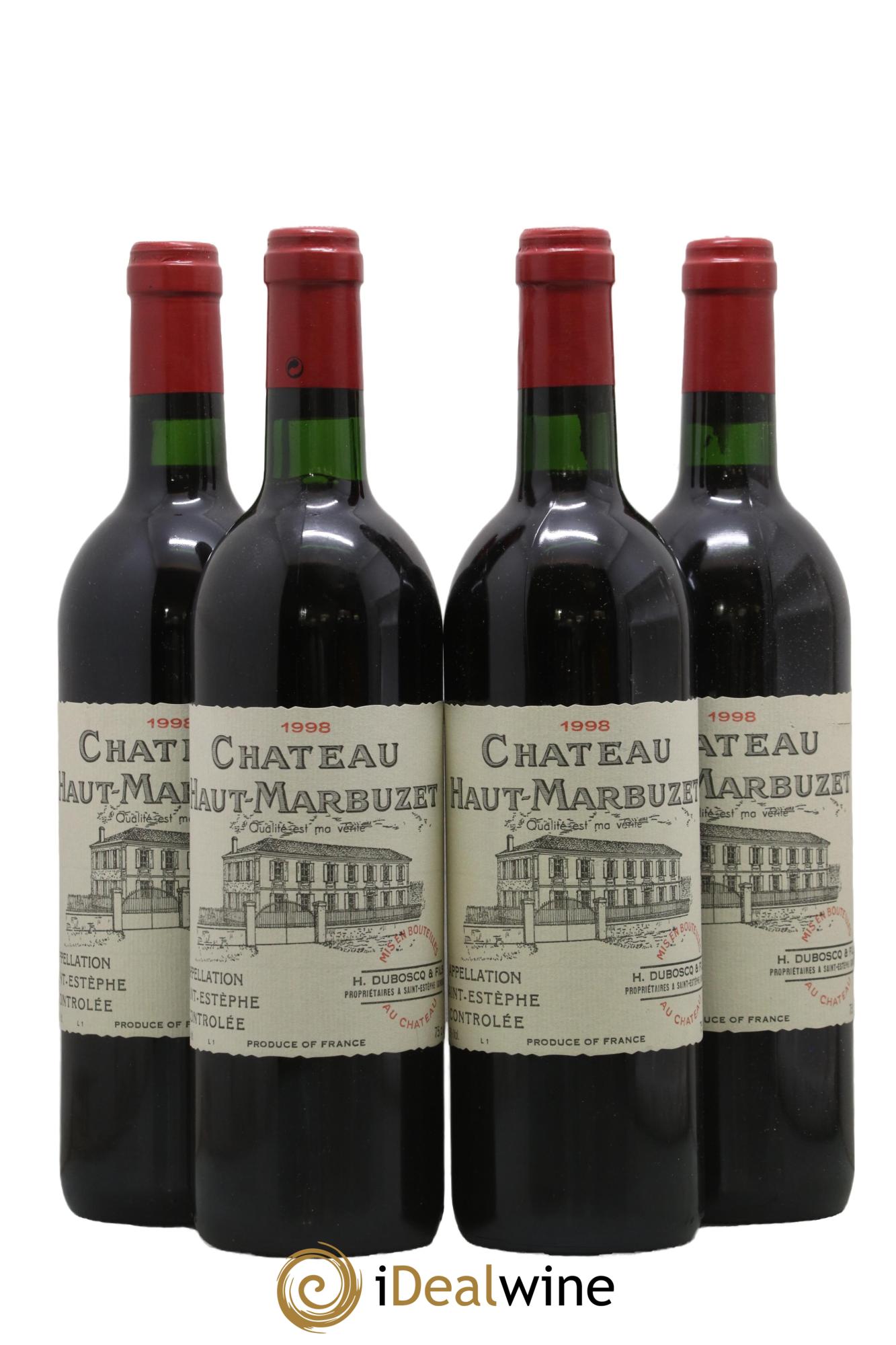 Château Haut Marbuzet 1998 - Lot de 4 bouteilles - 0