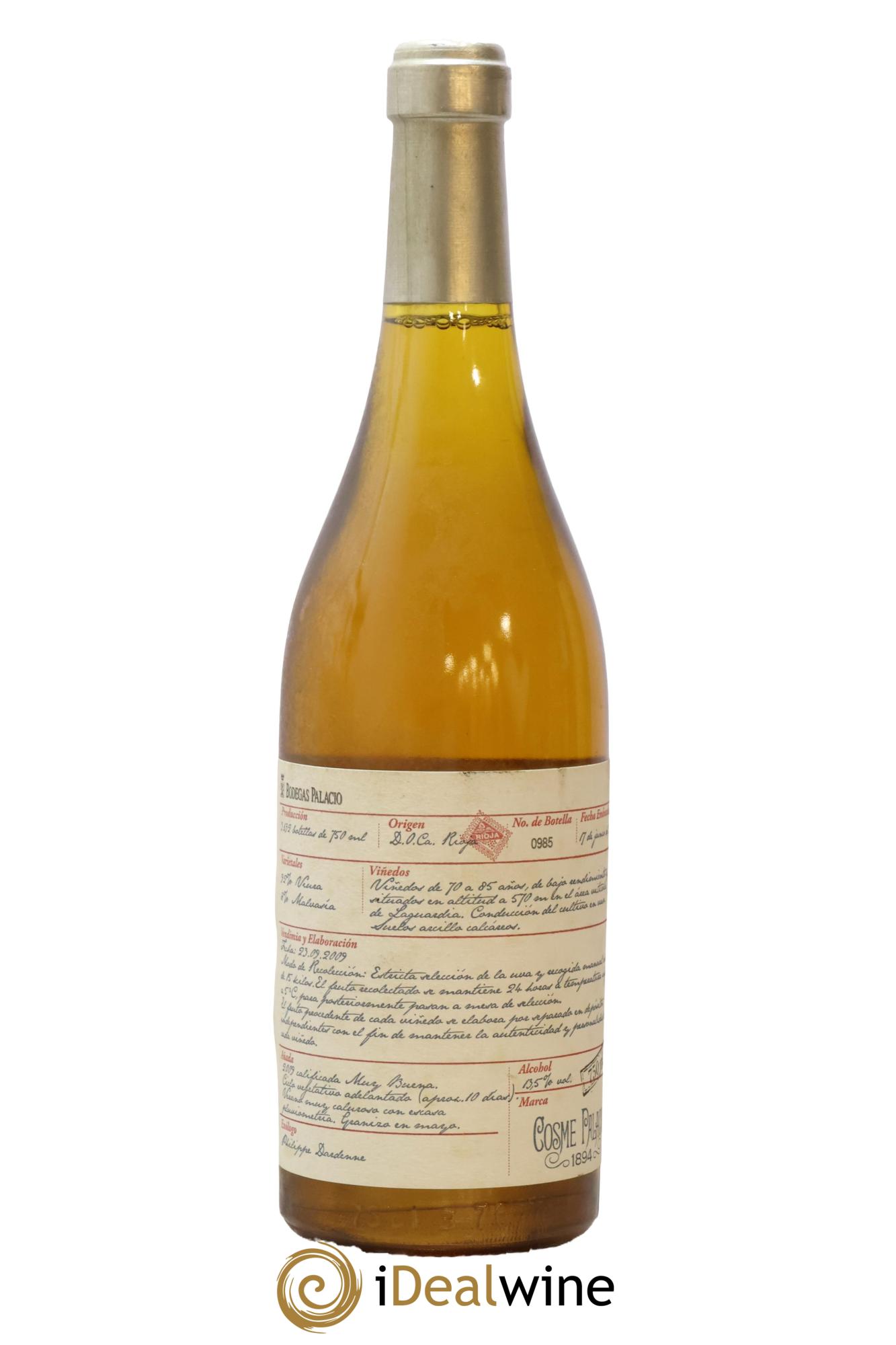 Rioja DOCA Cosme Palacio Bodegas Palacios N°0985 sur 3692 2009 - Posten von 1 Flasche - 0