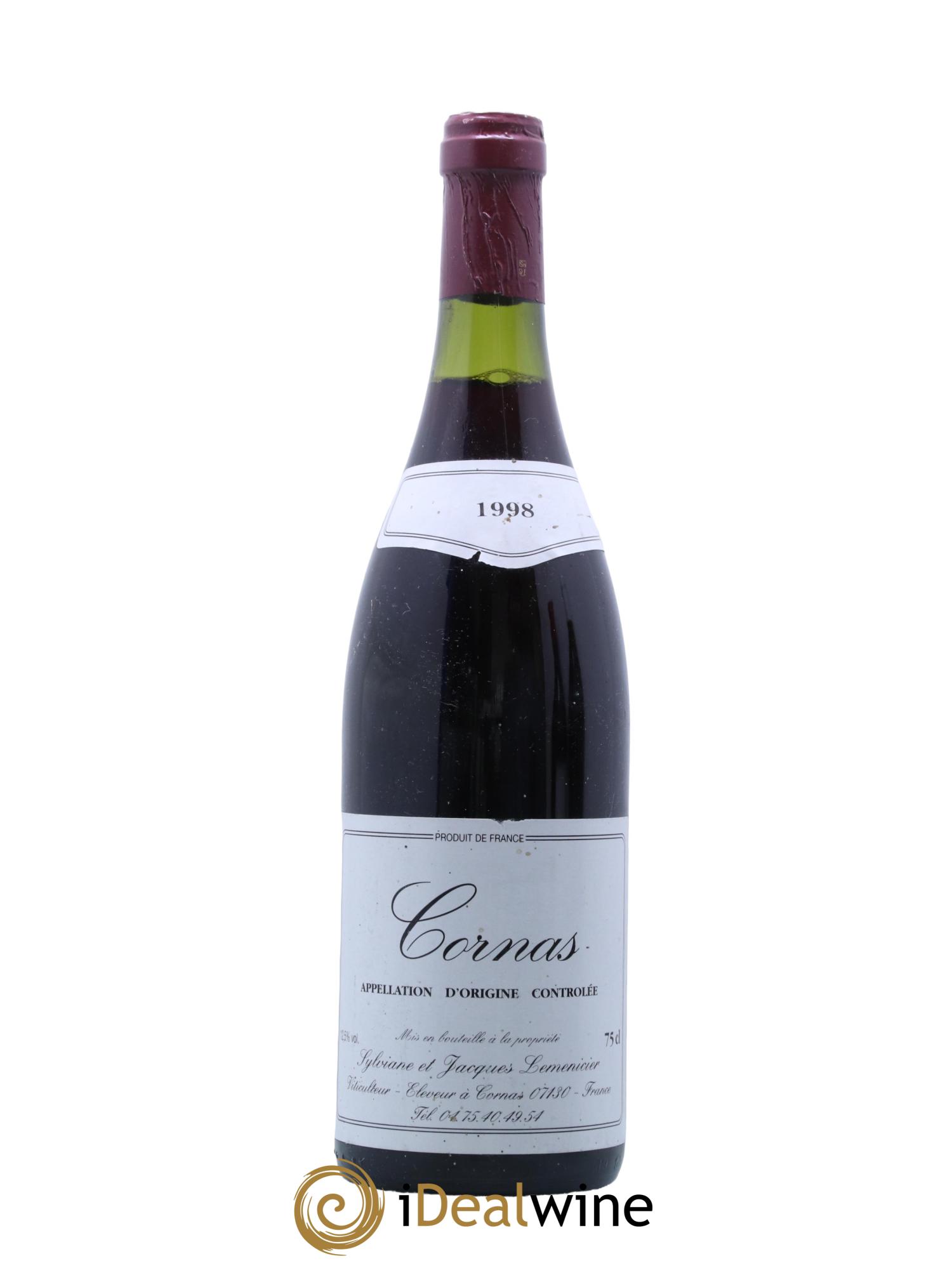 Cornas Sylviane Et Jacques Lemenicier 1998 - Lot de 1 bouteille - 0