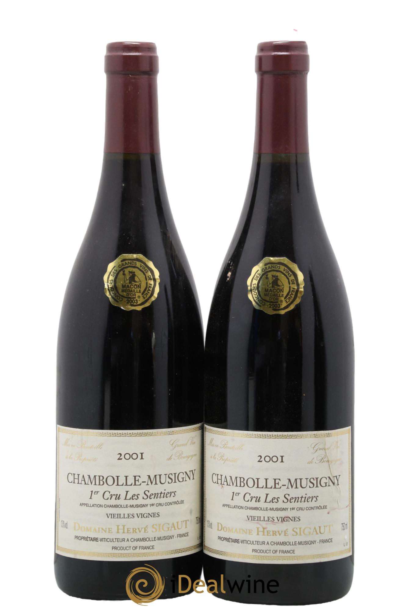 Chambolle-Musigny 1er Cru Les Sentiers Vieilles Vignes Anne et Hervé Sigaut (Domaine) 2001 - Lot de 2 bouteilles - 0