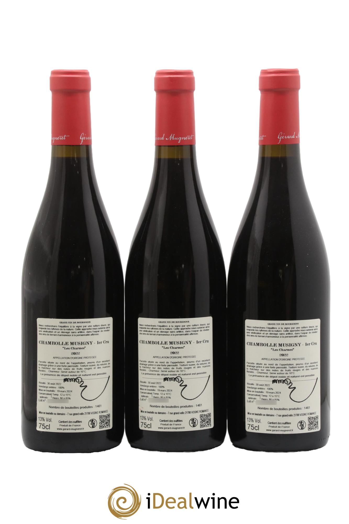 Chambolle-Musigny 1er Cru Les Charmes Gérard Mugneret 2022 - Lotto di 3 bottiglie - 1