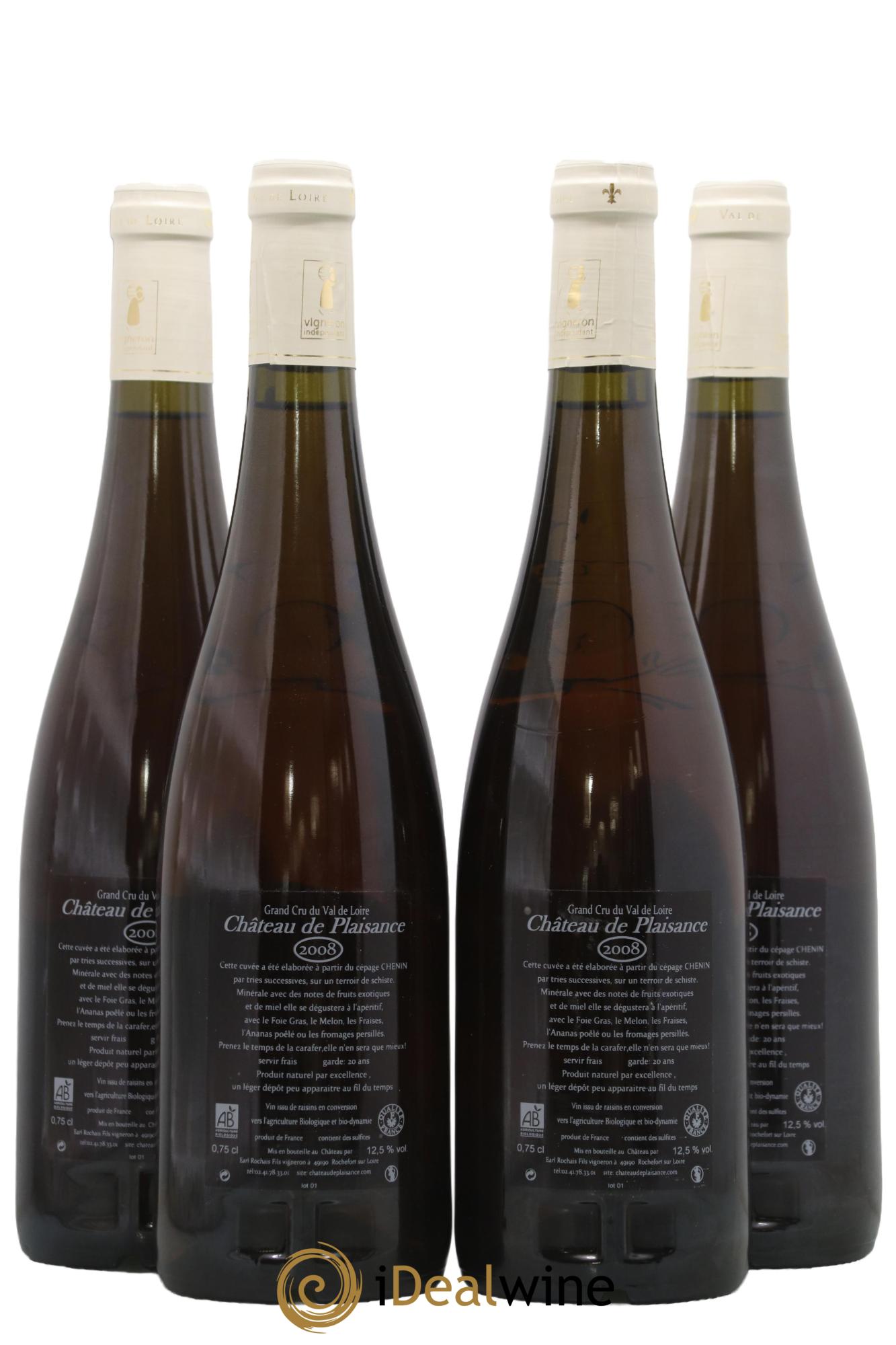 Quarts de Chaume Grand Cru Château de Plaisance 2008 - Lot de 4 bouteilles - 1