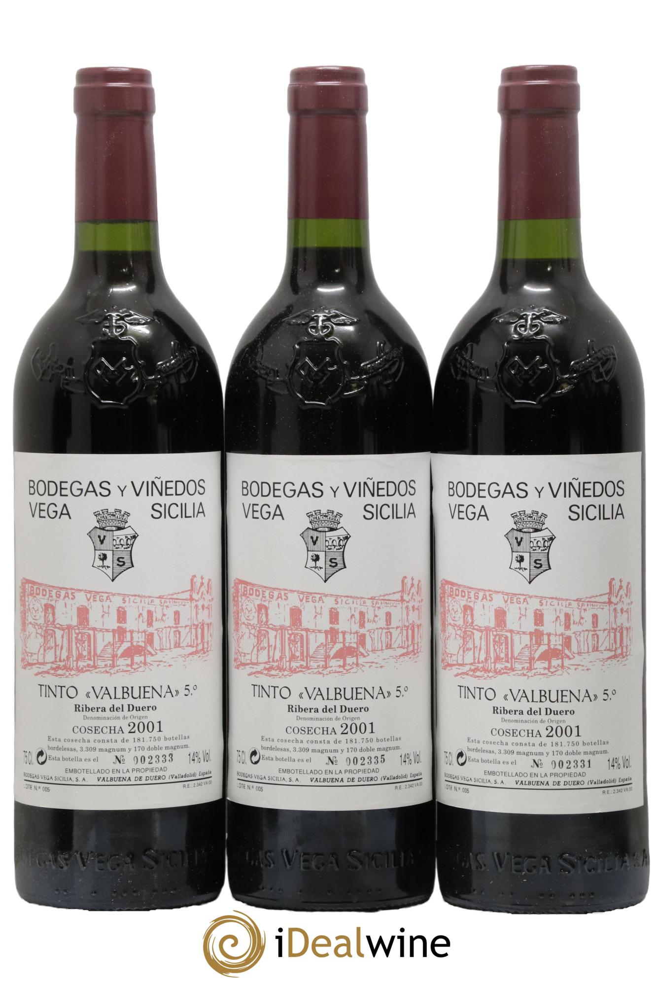 Ribera Del Duero DO Vega Sicilia Valbuena 5 ano Famille Alvarez  2001 - Lotto di 12 bottiglie - 2
