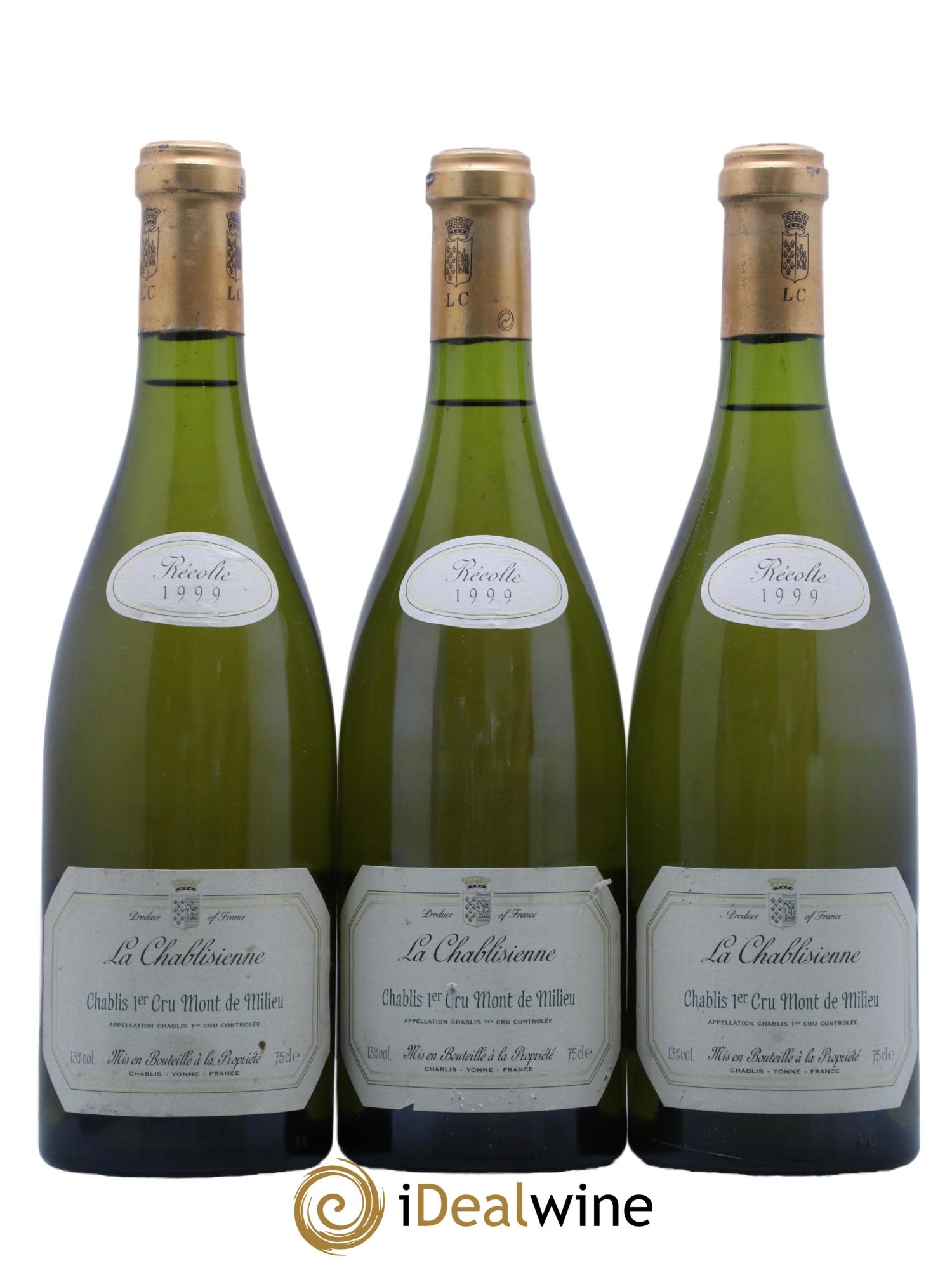 Chablis 1er Cru Mont De Milieu La Chablisienne 1999 - Lotto di 3 bottiglie - 0