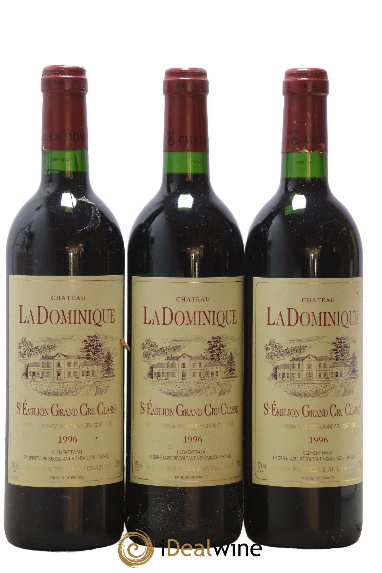 Château la Dominique Grand Cru Classé 1996 - Lot de 3 bouteilles - 0