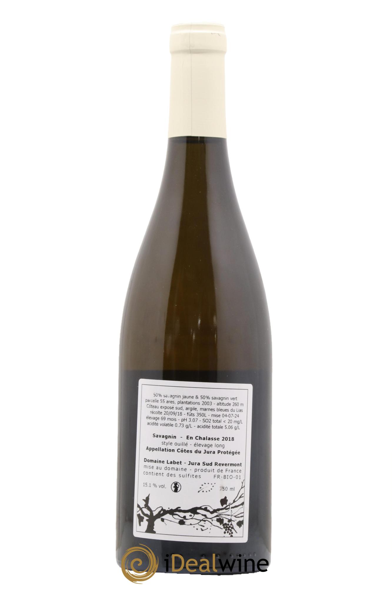 Côtes du Jura Savagnin En Chalasse Elevage Long Domaine Labet 2018 - Lot de 1 bouteille - 1