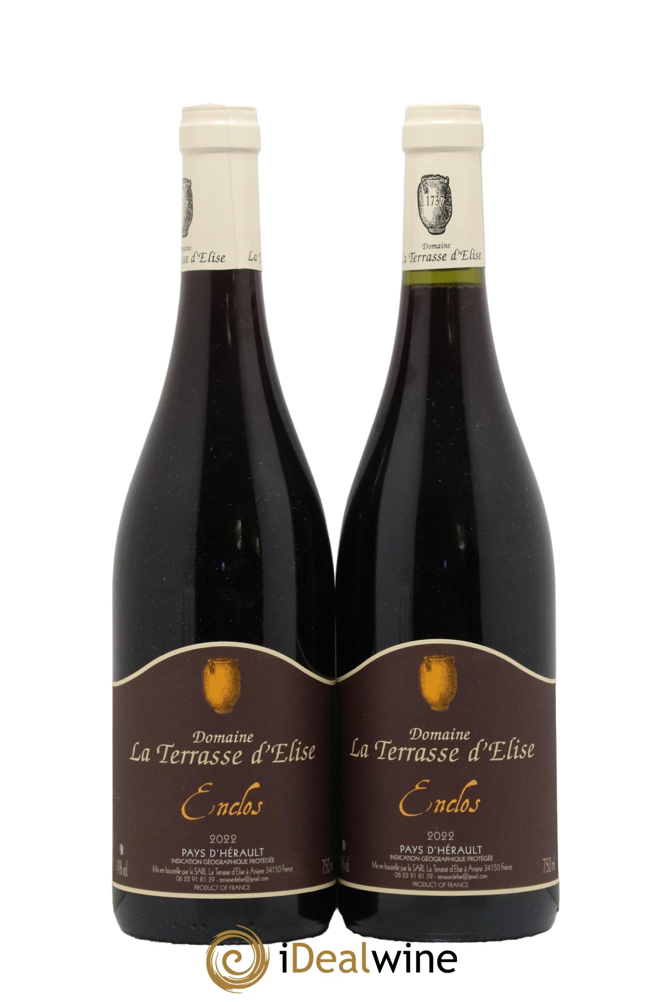 Pays d'Hérault L'Enclos Terrasse d'Elise (Domaine de la) 2022 - Lot de 2 bouteilles - 0
