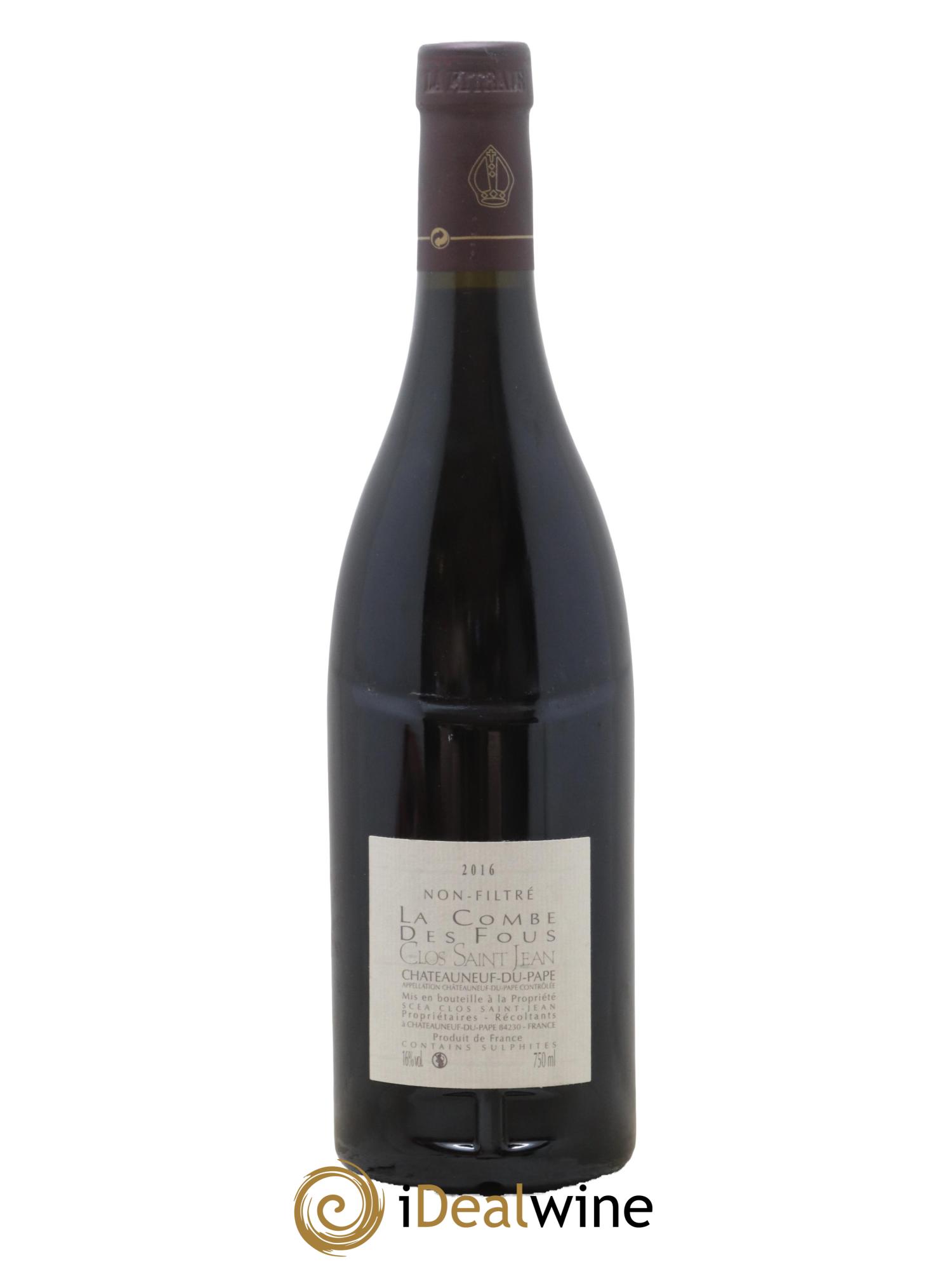 Châteauneuf-du-Pape Clos Saint-Jean La Combe des Fous Pascal et Vincent Maurel 2016 - Lot de 1 bouteille - 1