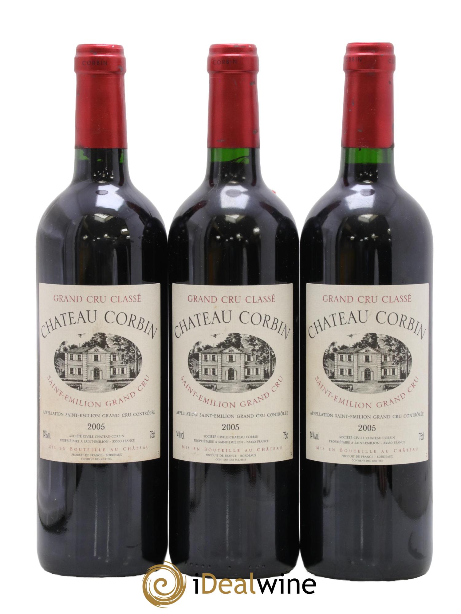 Château Corbin Grand Cru Classé 2005 - Lot de 3 bouteilles - 0