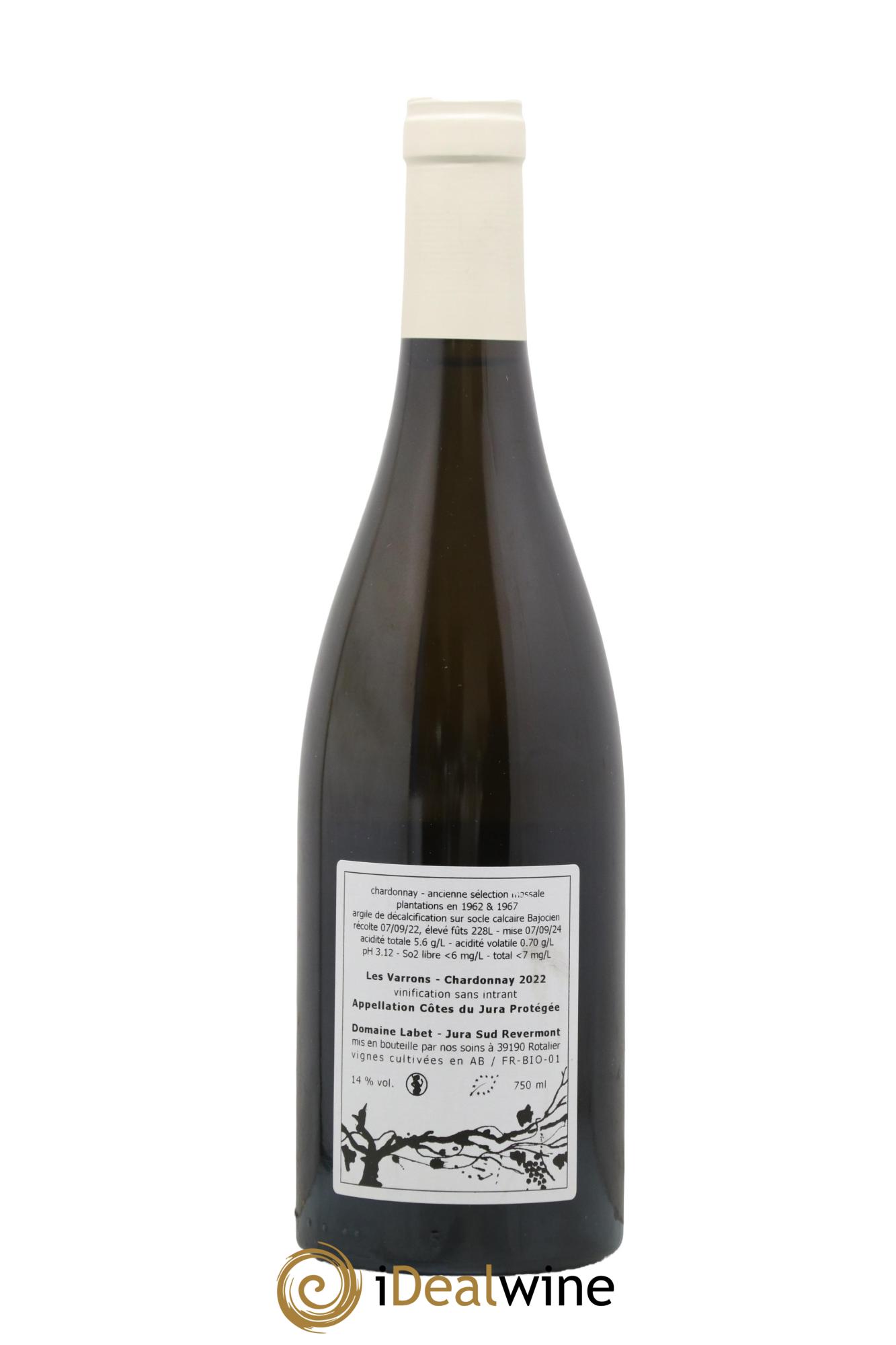 Côtes du Jura Chardonnay Les Varrons Romain - Julien  - Charline Labet 2022 - Lot de 1 bouteille - 1