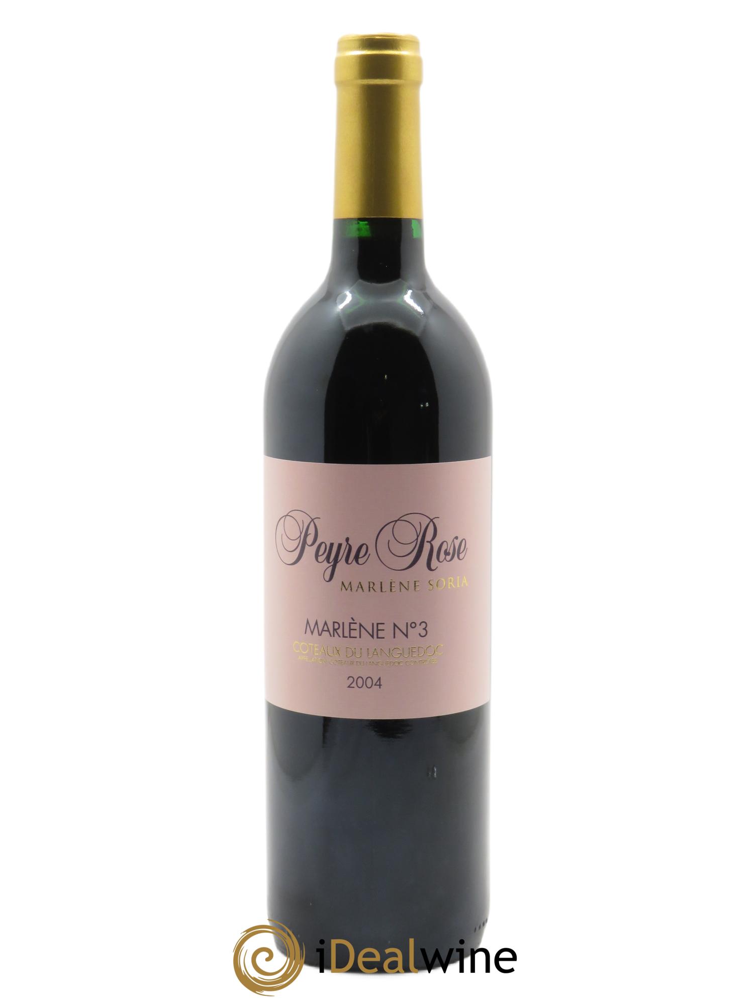 Vin de France (anciennement Coteaux du Languedoc) Peyre Rose Marlène n°3 Marlène Soria  2004 - Lot de 1 bouteille - 0