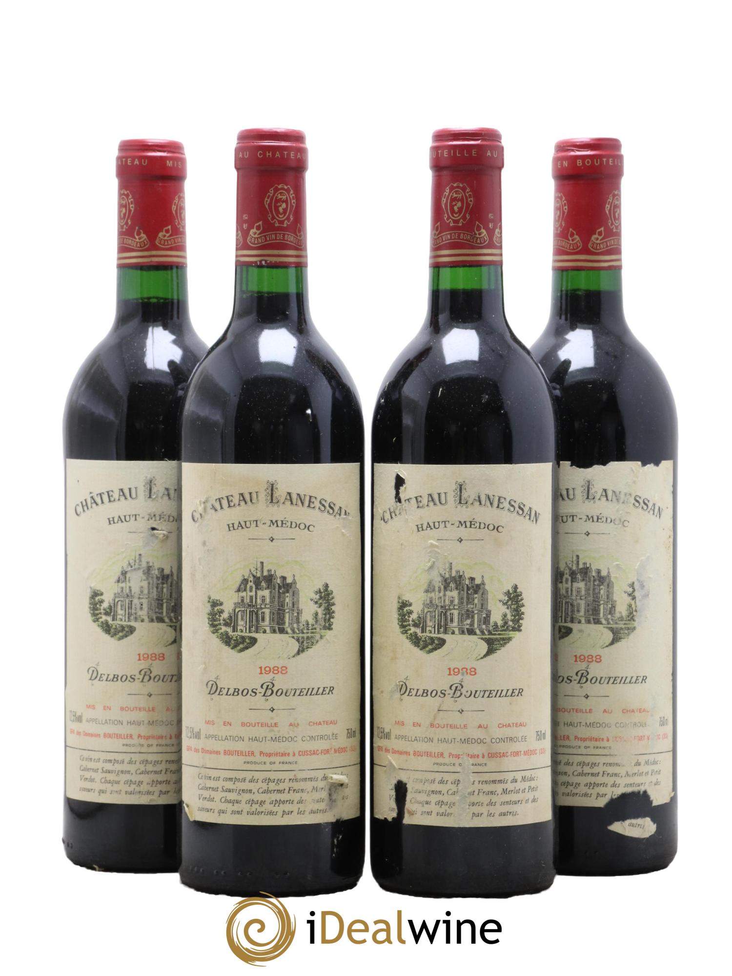 Château Lanessan Cru Bourgeois 1988 - Lot de 4 bouteilles - 0