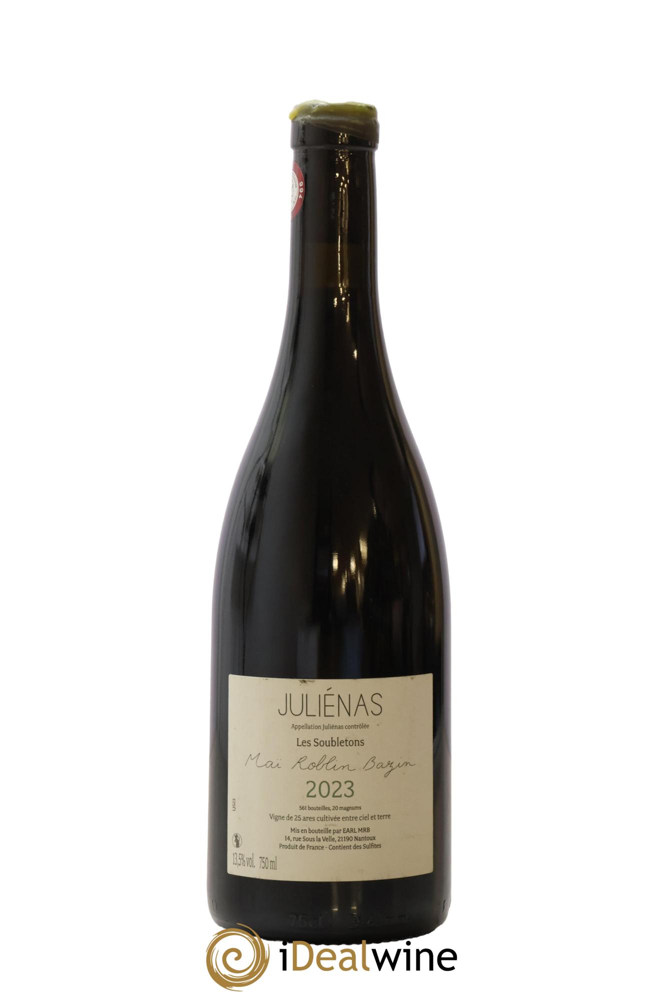 Juliénas Les Soubletons Maï Roblin Bazin 2023 - Lot de 1 bouteille - 1