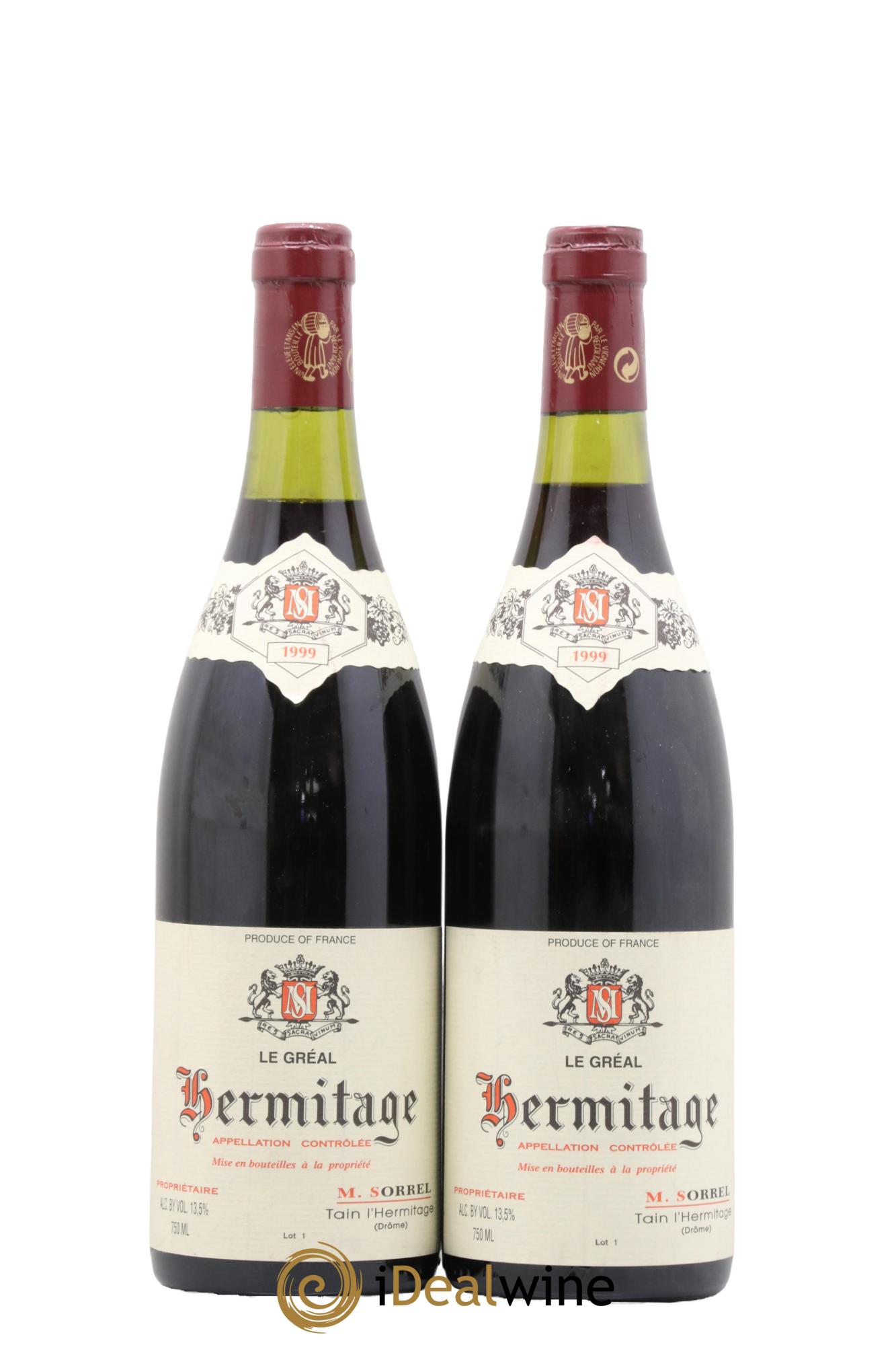Hermitage Le Gréal Marc Sorrel 1999 - Lot de 2 bouteilles - 0