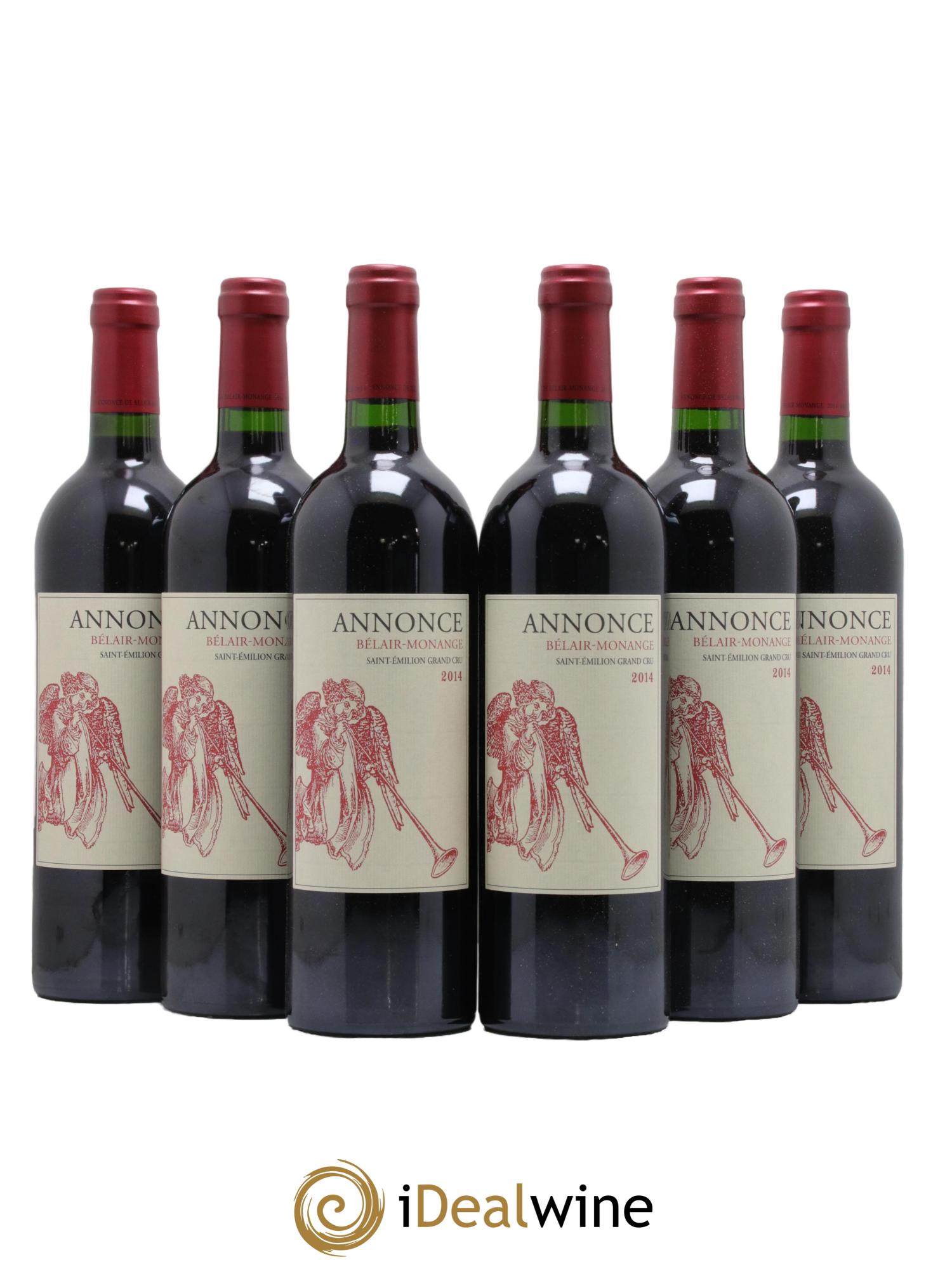 Saint-Émilion Grand Cru Annonce Belair Monange 2014 - Lot of 6 bottles - 0