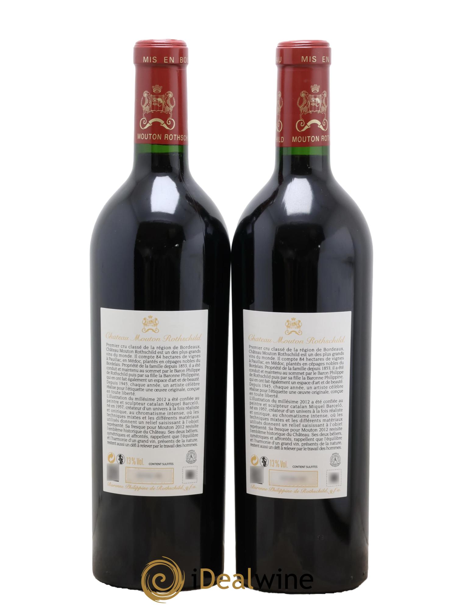 Château Mouton Rothschild 1er Grand Cru Classé 2012 - Lot of 2 bottles - 1