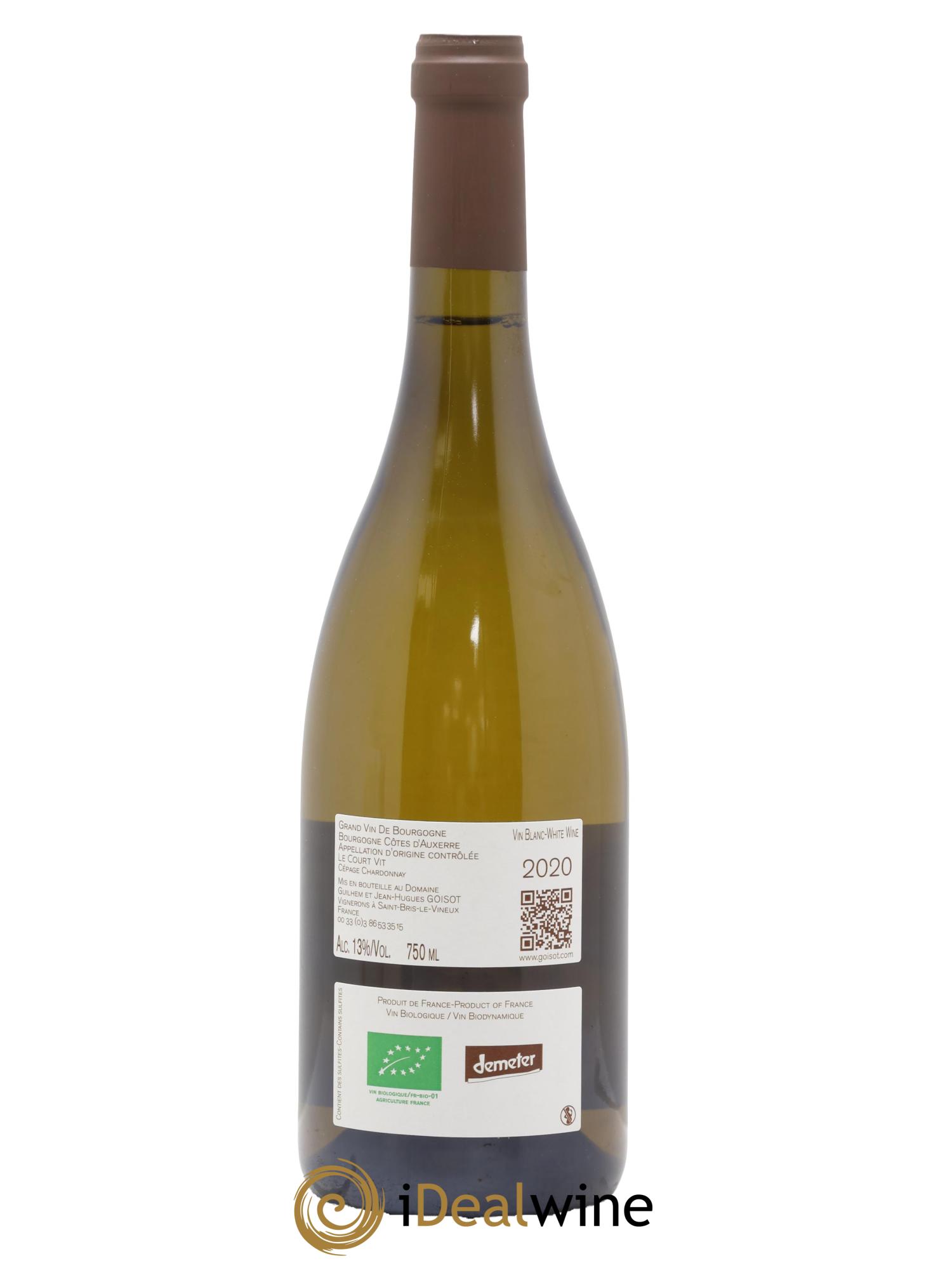 Bourgogne Côtes d'Auxerre Le Court Vit Goisot 2020 - Lot de 1 bouteille - 1