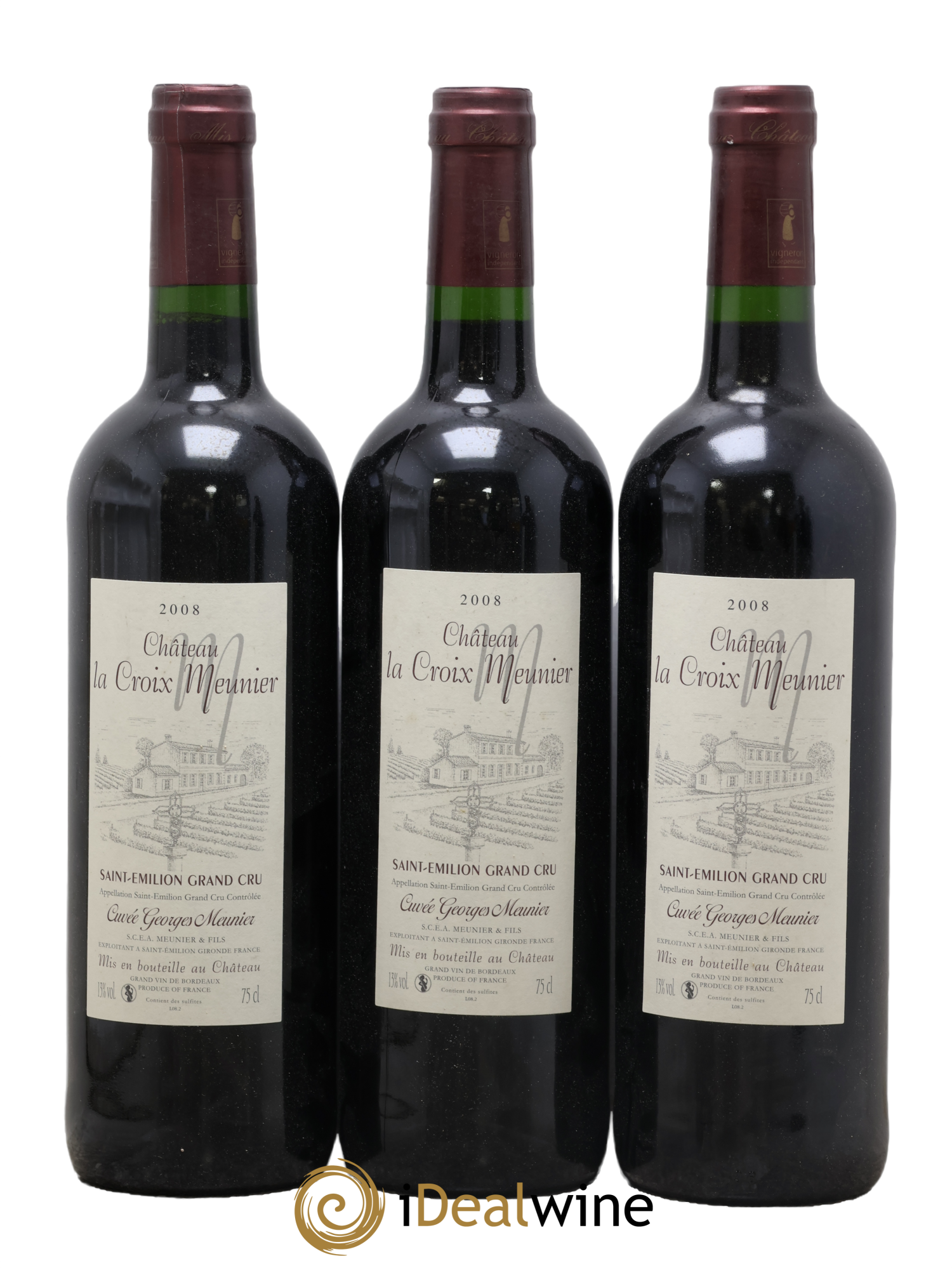 Saint-Émilion Grand Cru Cuvée Georges Meunier Château La Croix Meunier 2008 - Lot de 3 bouteilles - 0