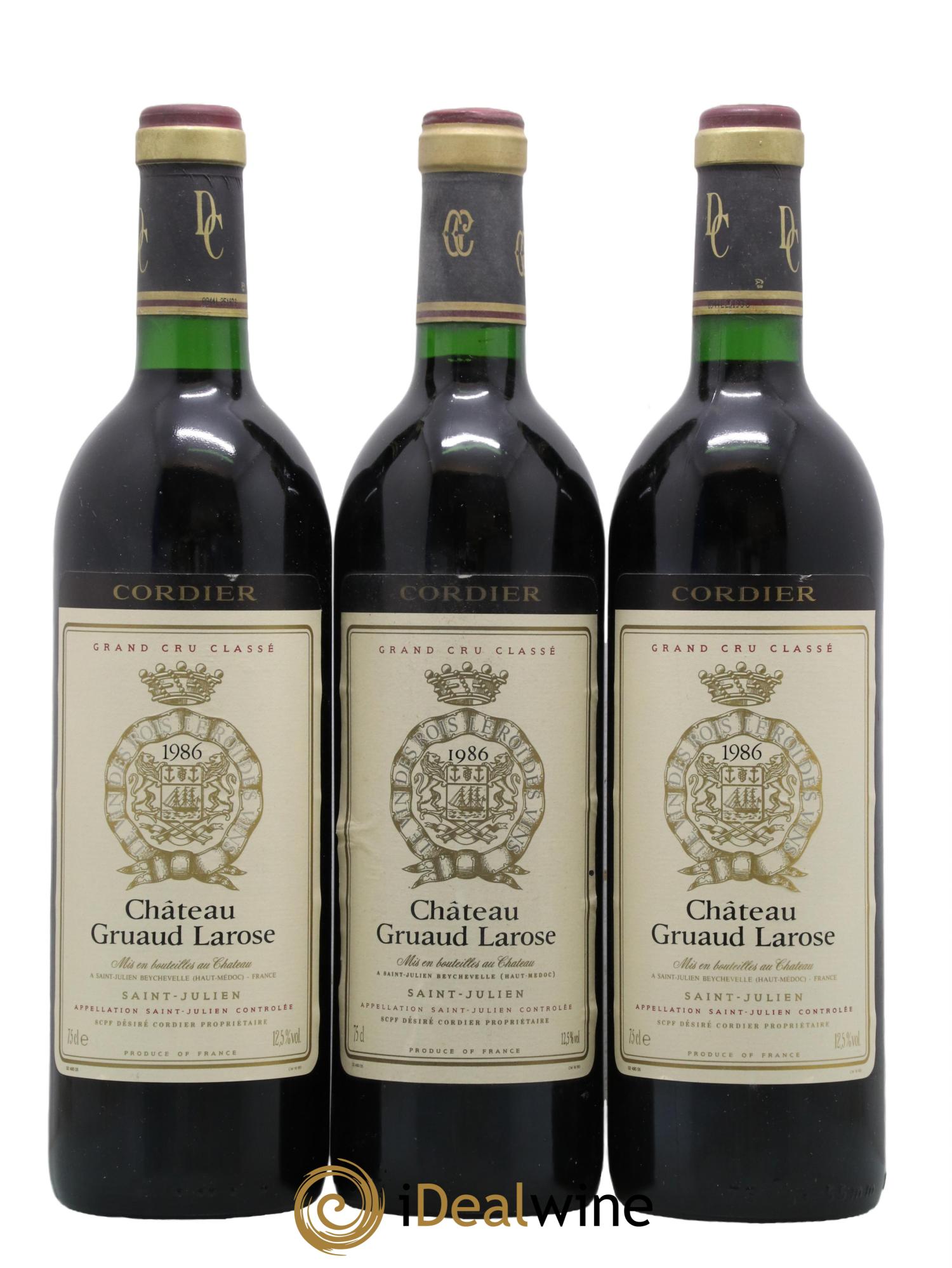 Château Gruaud Larose 2ème Grand Cru Classé 1986 - Lot de 3 bouteilles - 0