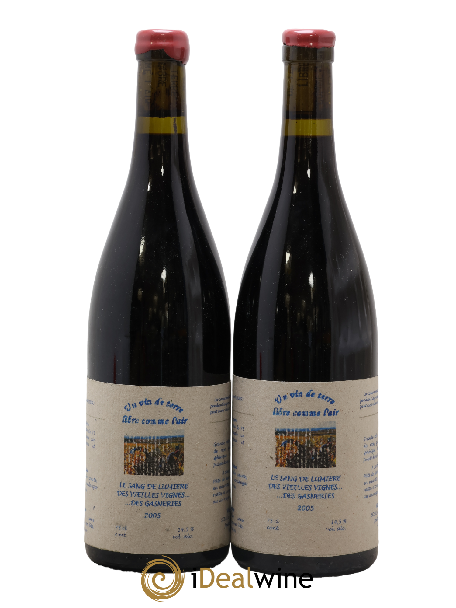 Vin de France Un vin de Terre Libre comme l'Air Le Sang de Lumière des Vieilles Vignes ... des Gasneries Josette Medau & Pierre Weyand 2005 - Lot of 2 bottles - 0