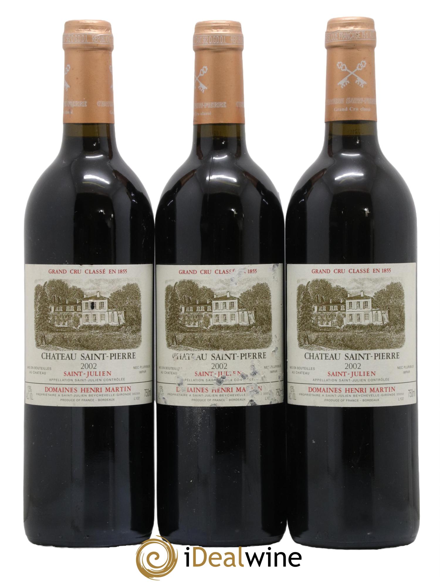 Château Saint-Pierre 4ème Grand Cru Classé 2002 - Lot de 3 bouteilles - 0