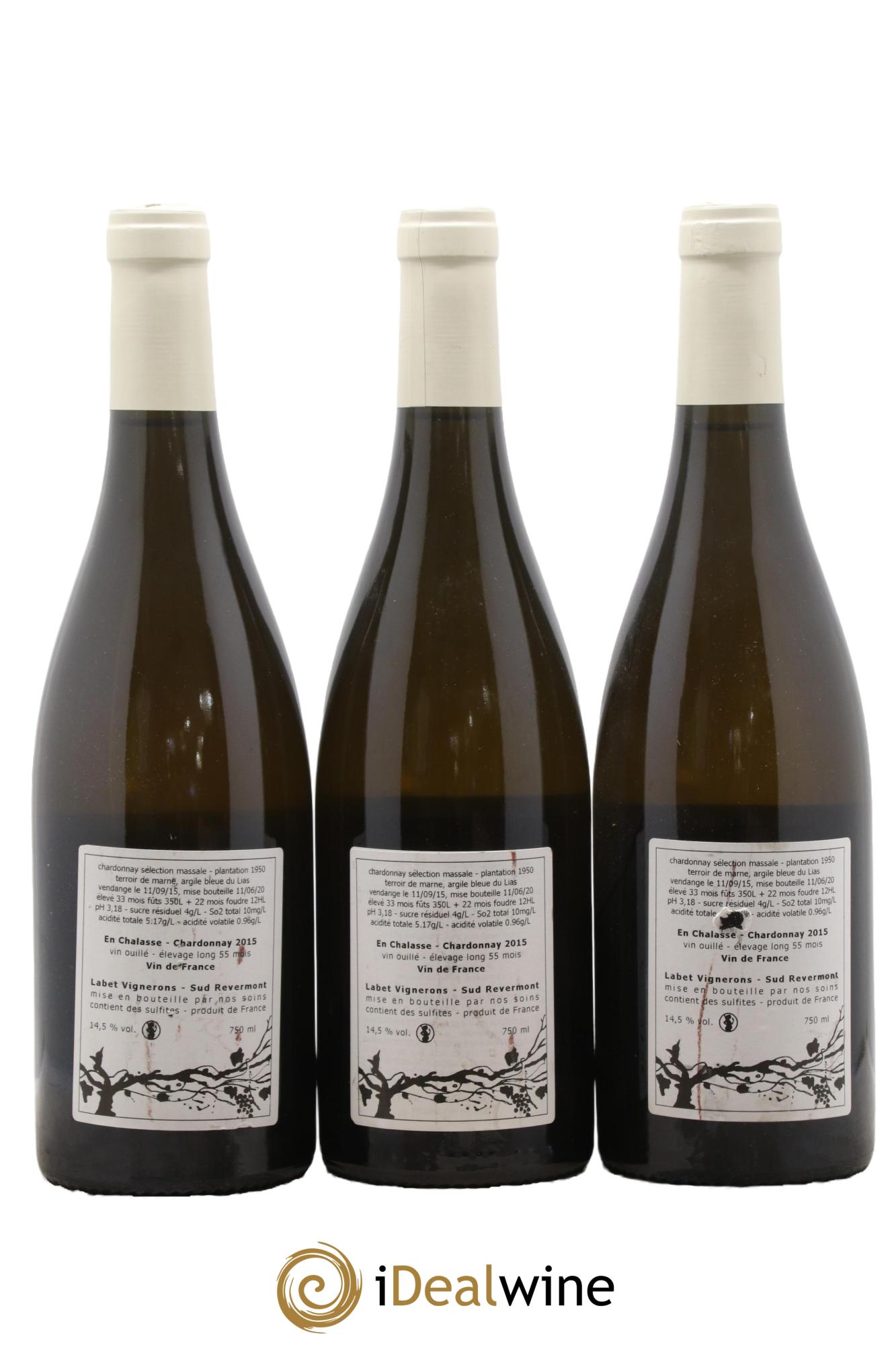 Vin de France Chardonnay En Chalasse Elevage Long Labet (Domaine) 2015 - Lot de 3 bouteilles - 1