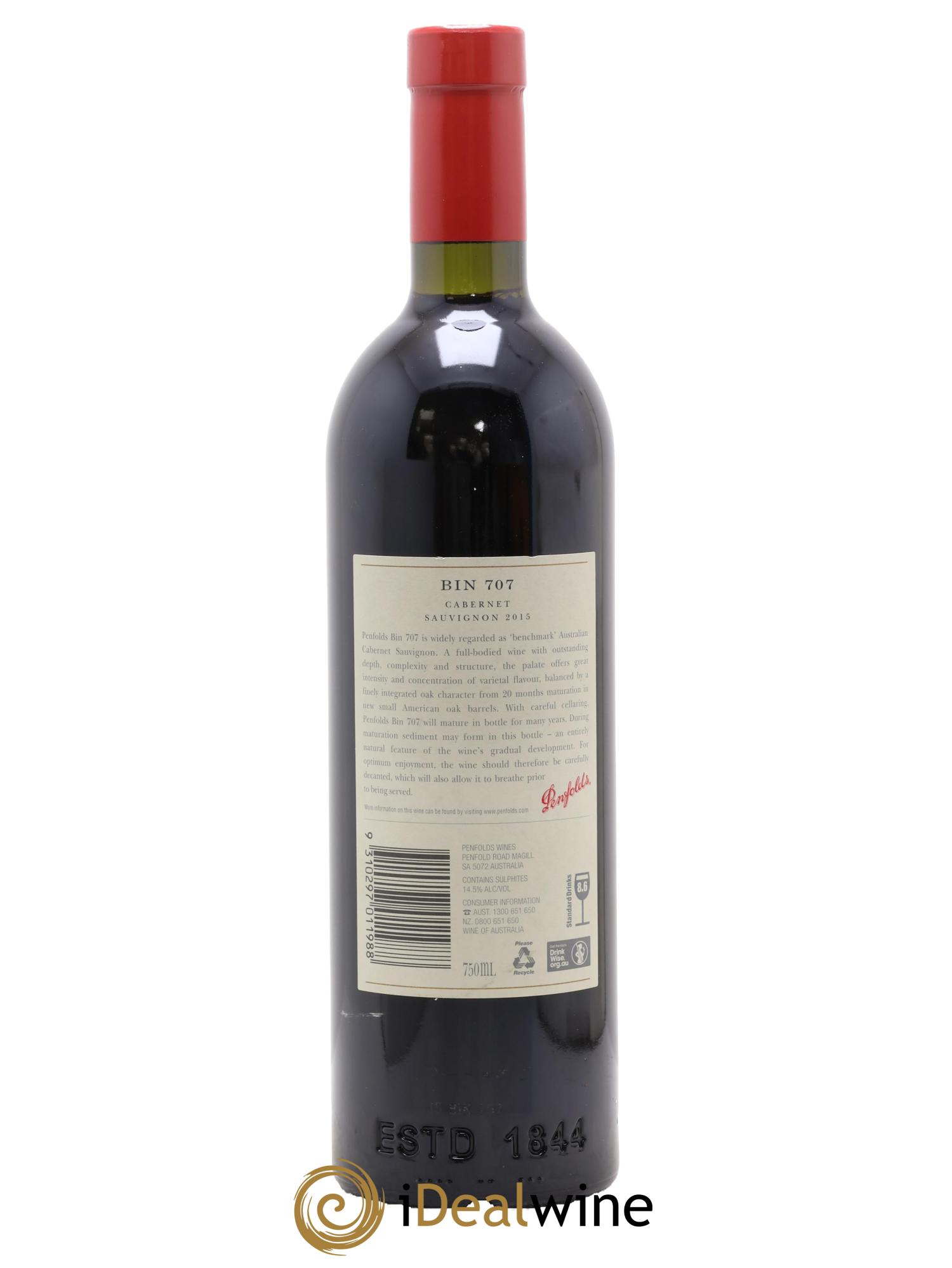 South Australia Penfolds Wines Bin 707 Cabernet Sauvignon 2015 - Lot of 1 bottle - 1