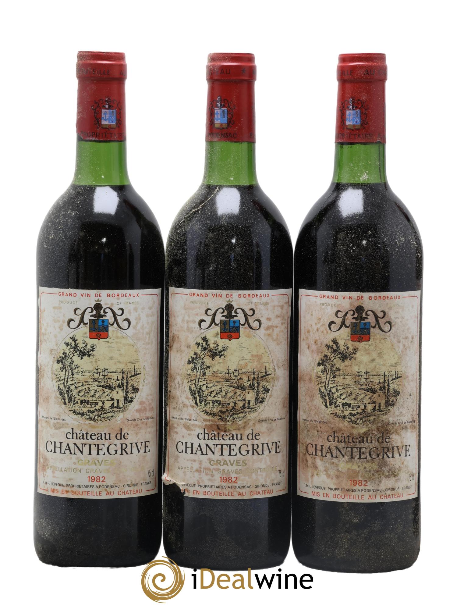 Château de Chantegrive 1982 - Lot de 3 bouteilles - 0