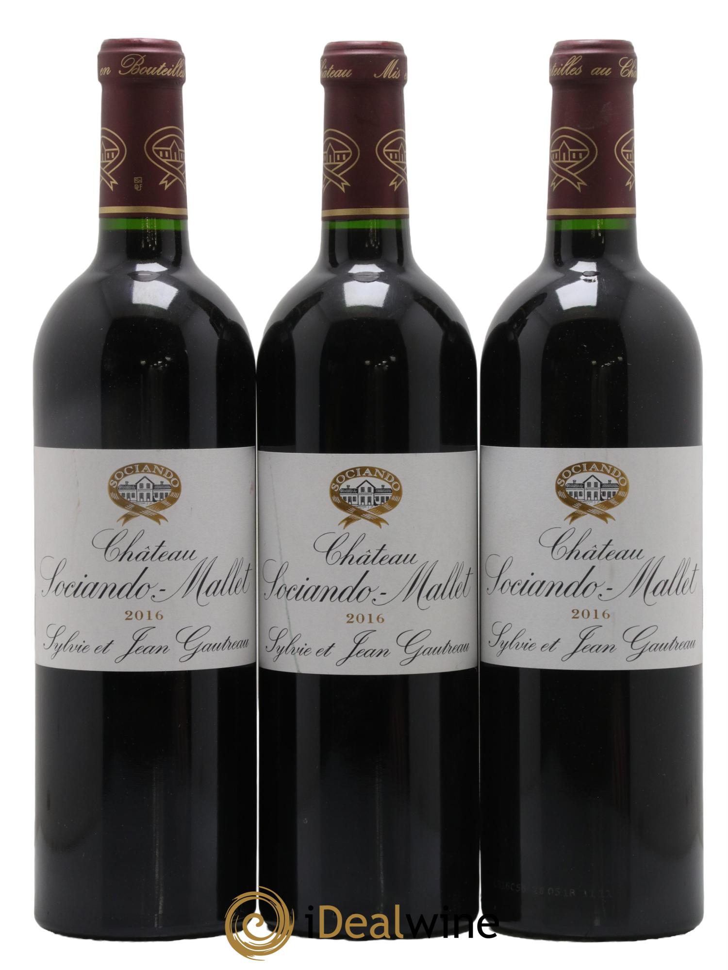 Château Sociando Mallet 2016 - Lotto di 3 bottiglie - 0