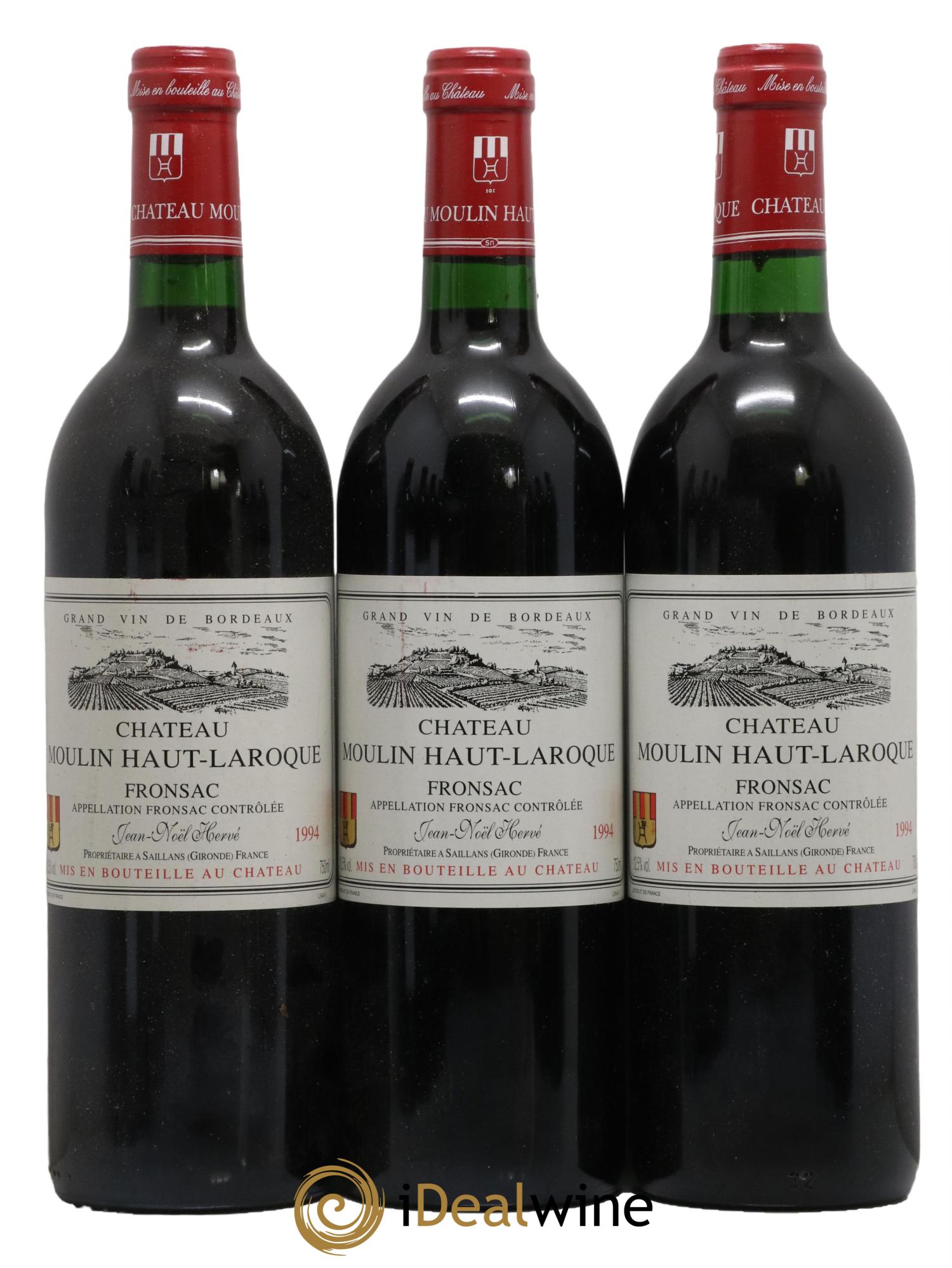 Fronsac Moulin Haut Laroque 1994 - Posten von 3 Flaschen - 0