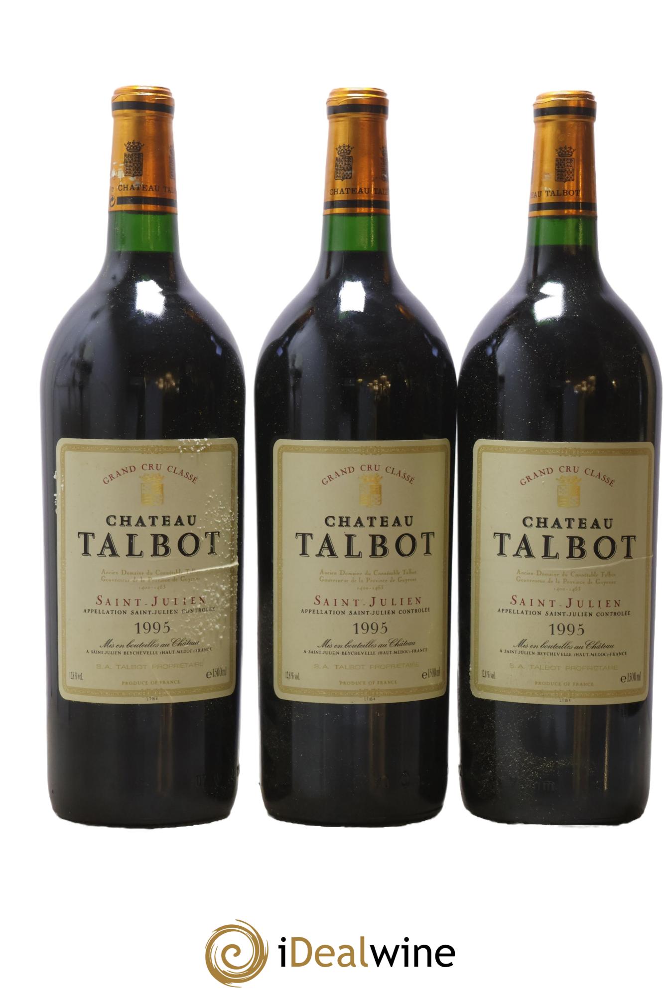 Château Talbot 4ème Grand Cru Classé 1995 - Lotto di 3 magnum - 0
