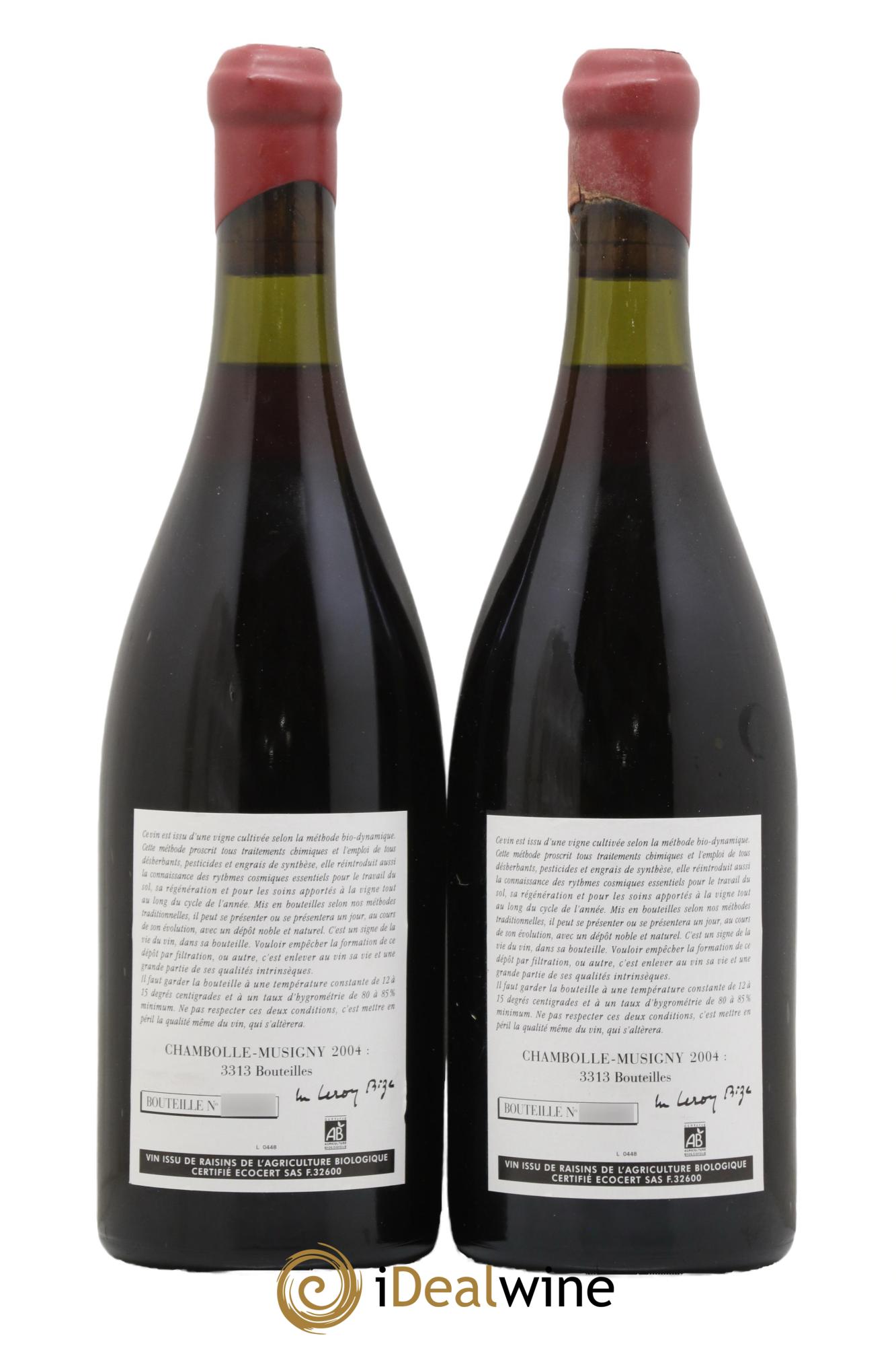 Chambolle-Musigny Leroy (Domaine) Leroy (Domaine) 2004 - Lot of 2 bottles - 1