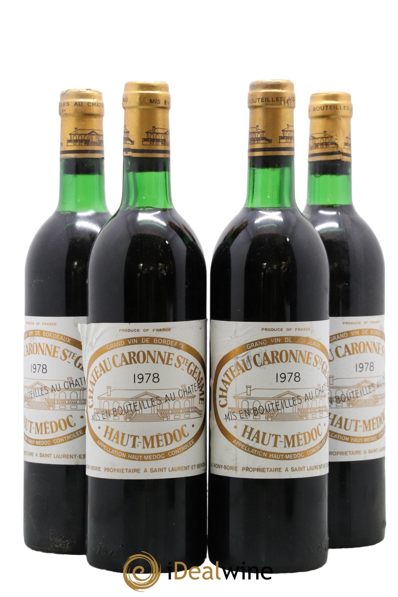 Château Caronne Sainte-Gemme Cru Bourgeois 1978 - Lot de 4 bouteilles - 0