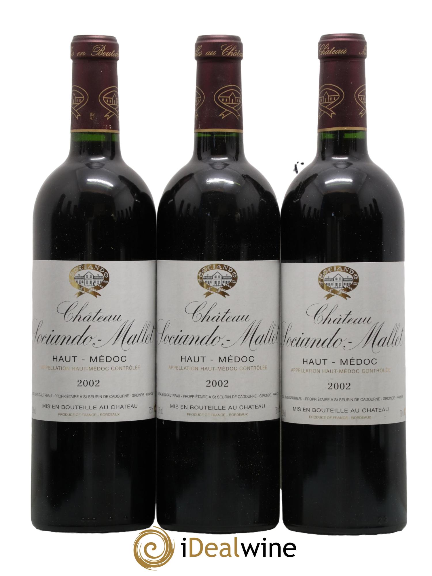 Château Sociando Mallet 2002 - Lot de 12 bouteilles - 1