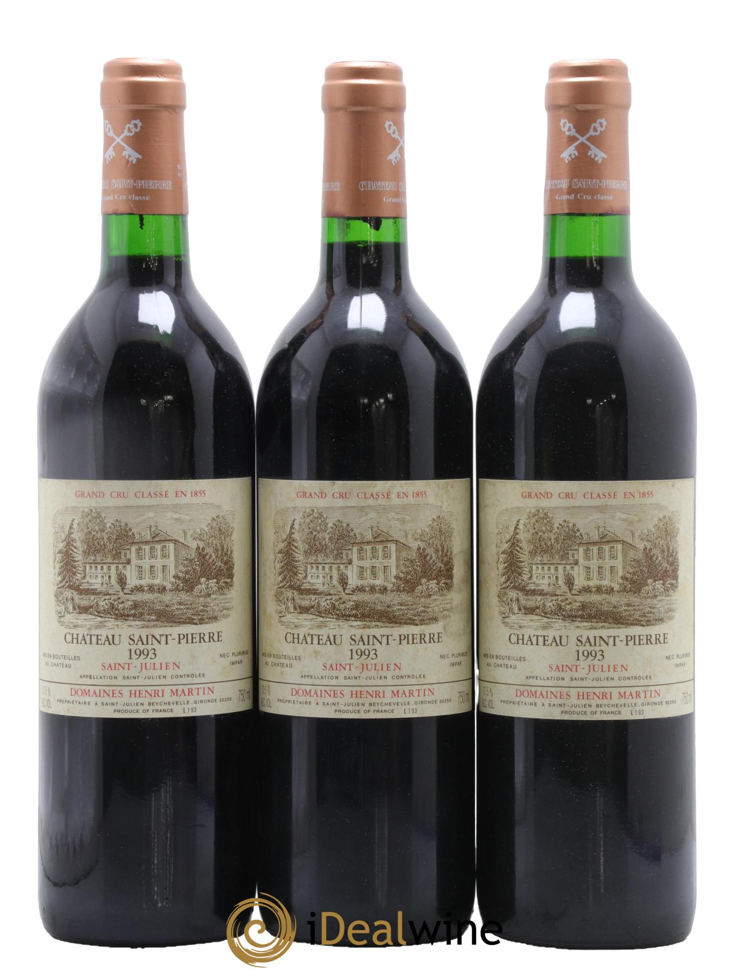 Château Saint-Pierre 4ème Grand Cru Classé 1993 - Lot de 3 bouteilles - 0