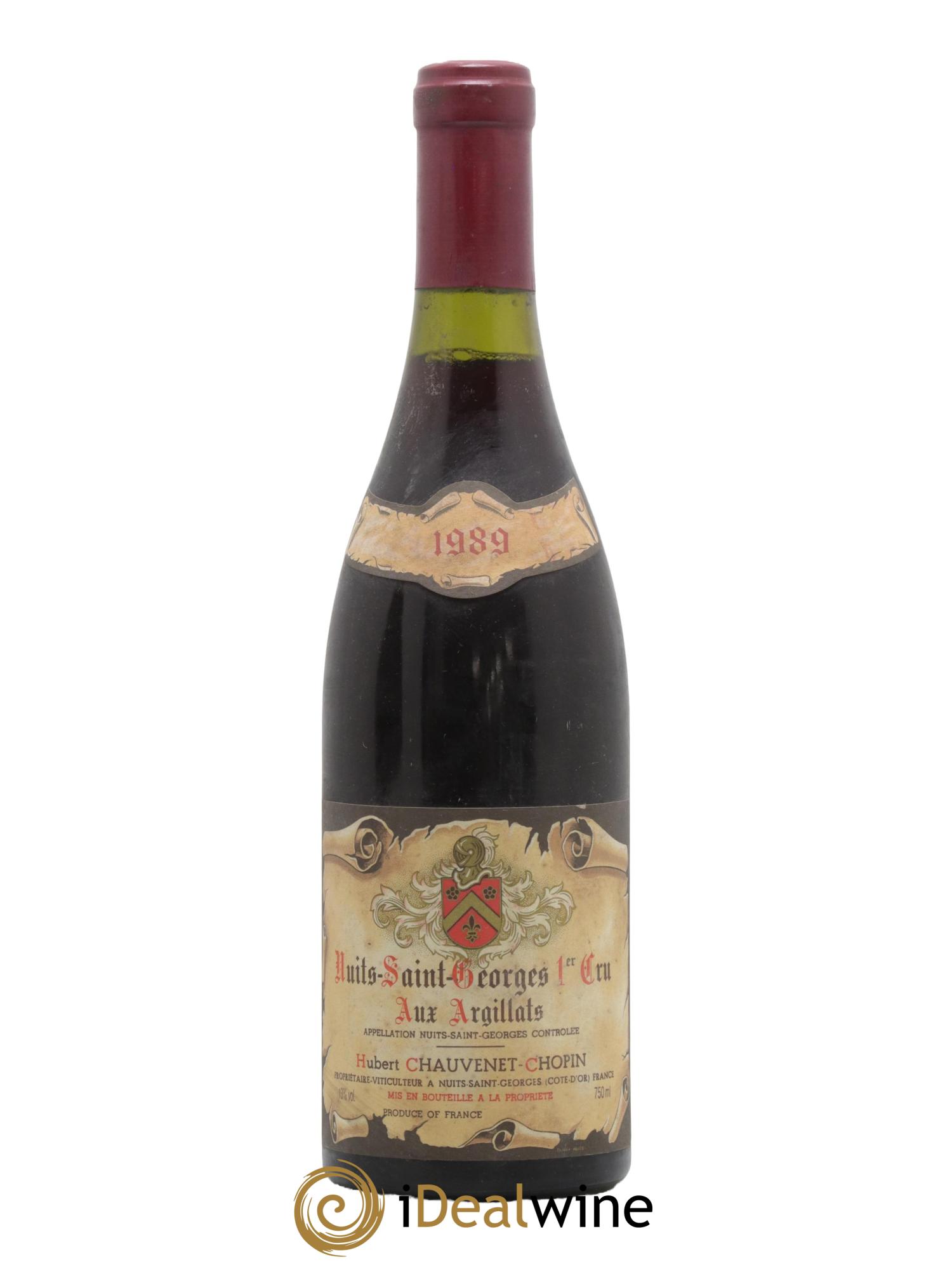 Nuits-Saint-Georges 1er Cru Aux Argillas Domaine Hubert Chauvenet Chopin 1989 - Lot de 1 bouteille - 0