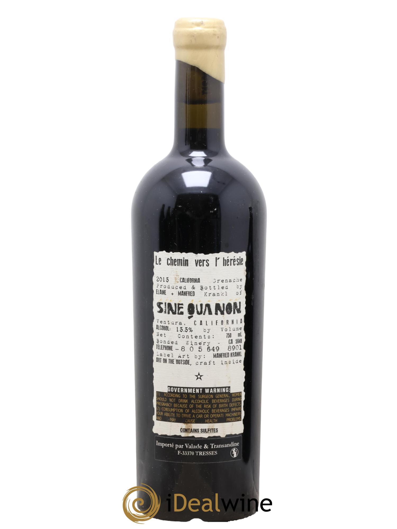 Santa Barbara Sine Qua Non Le Chemin vers l'Hérésie Manfred Krankl 2015 - Lot of 1 bottle - 1