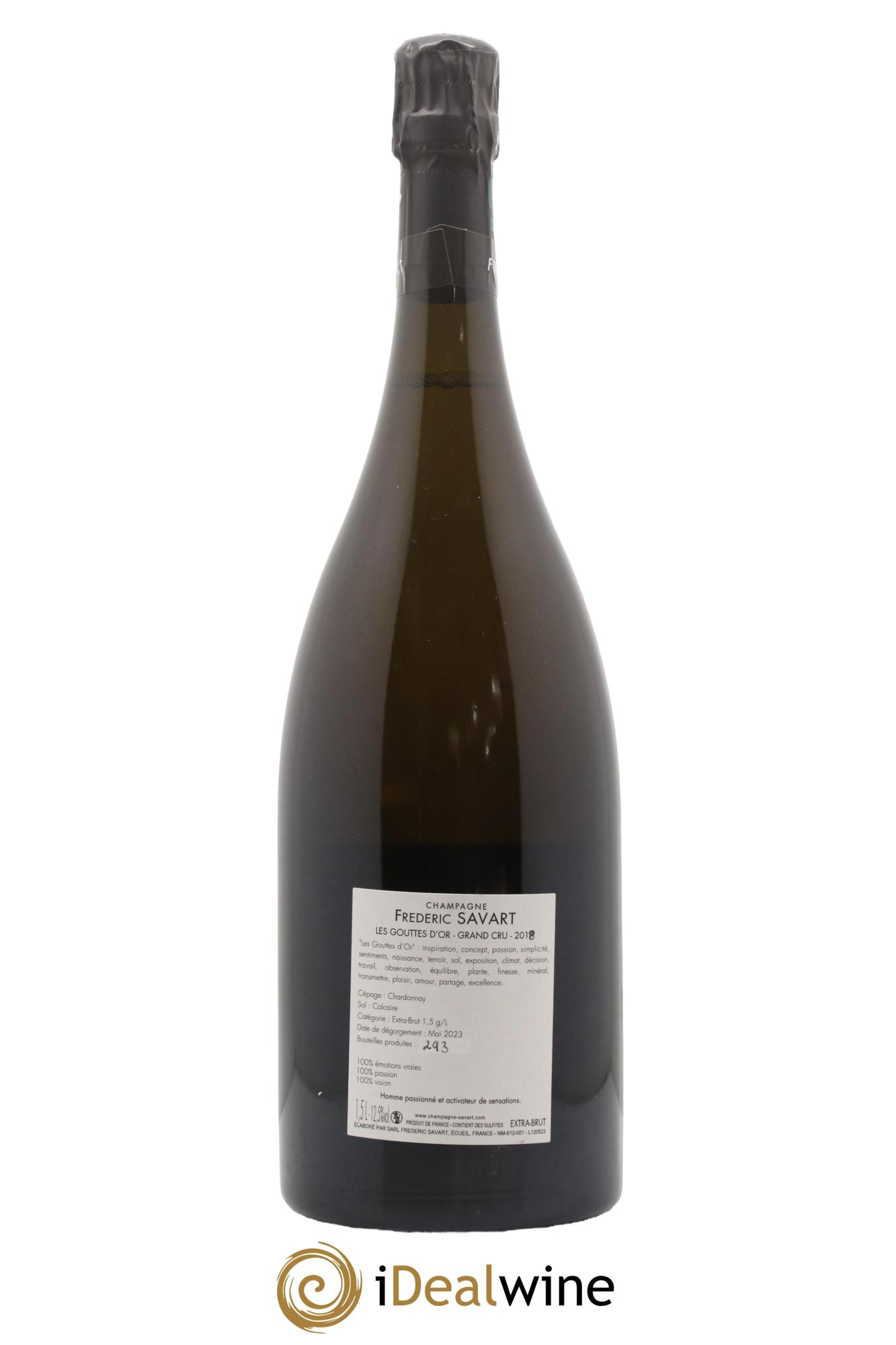 Champagne Les Gouttes D'Or Frédéric Savart 2018 - Lot de 1 magnum - 1