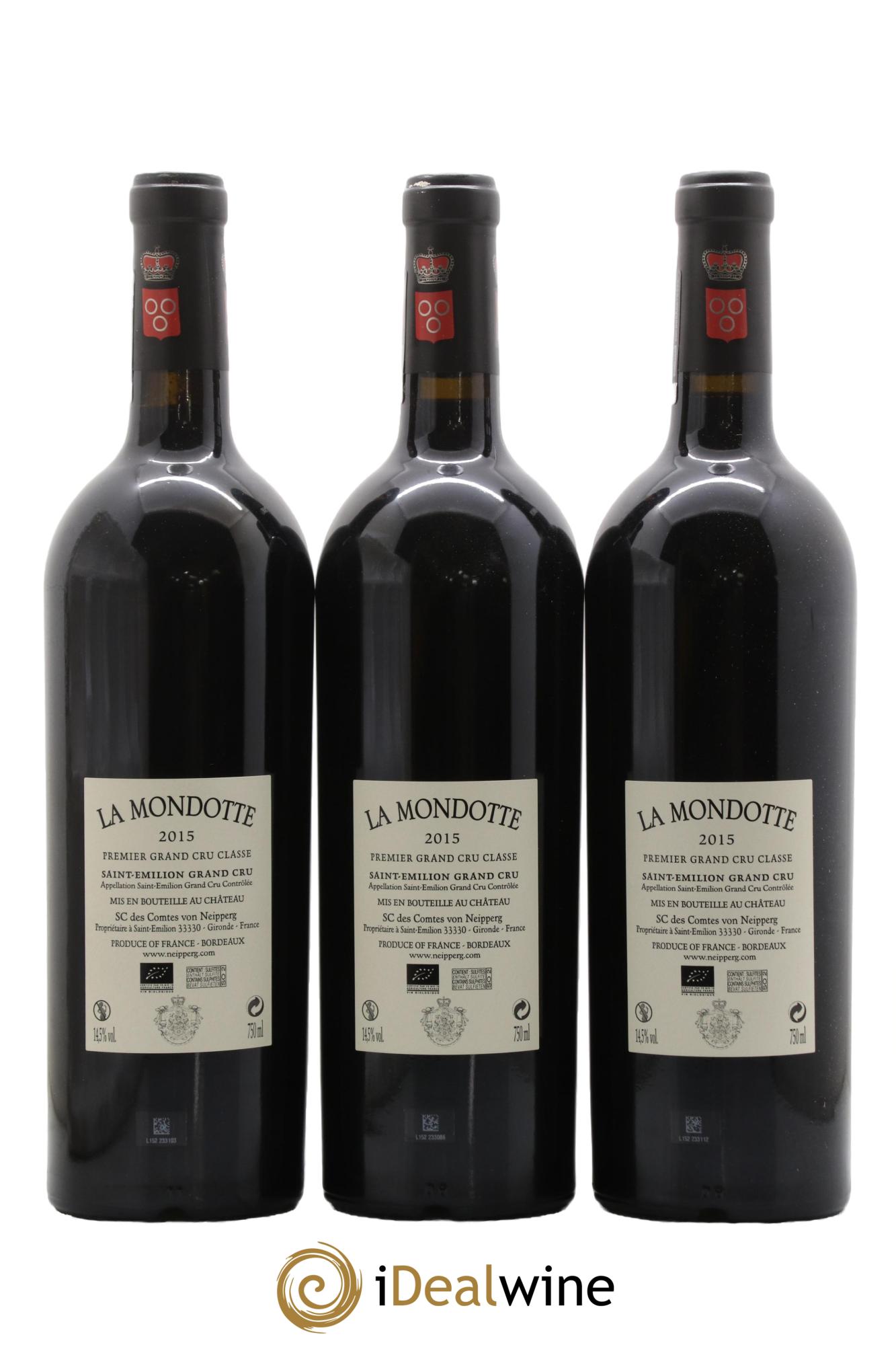 La Mondotte 1er Grand Cru Classé B depuis 2012 2015 - Lotto di 3 bottiglie - 1