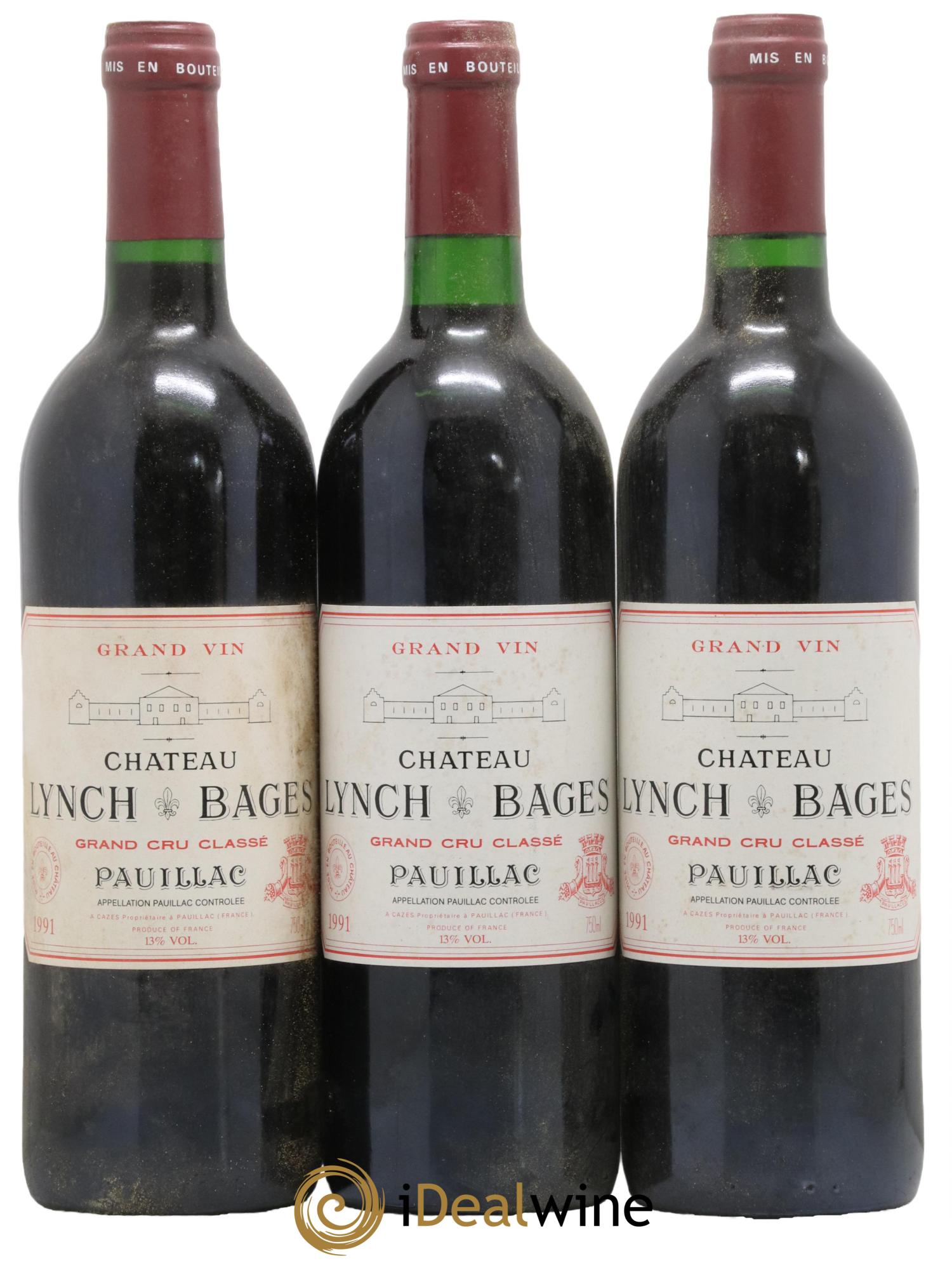 Château Lynch Bages 5ème Grand Cru Classé 1991 - Lot de 3 bouteilles - 0